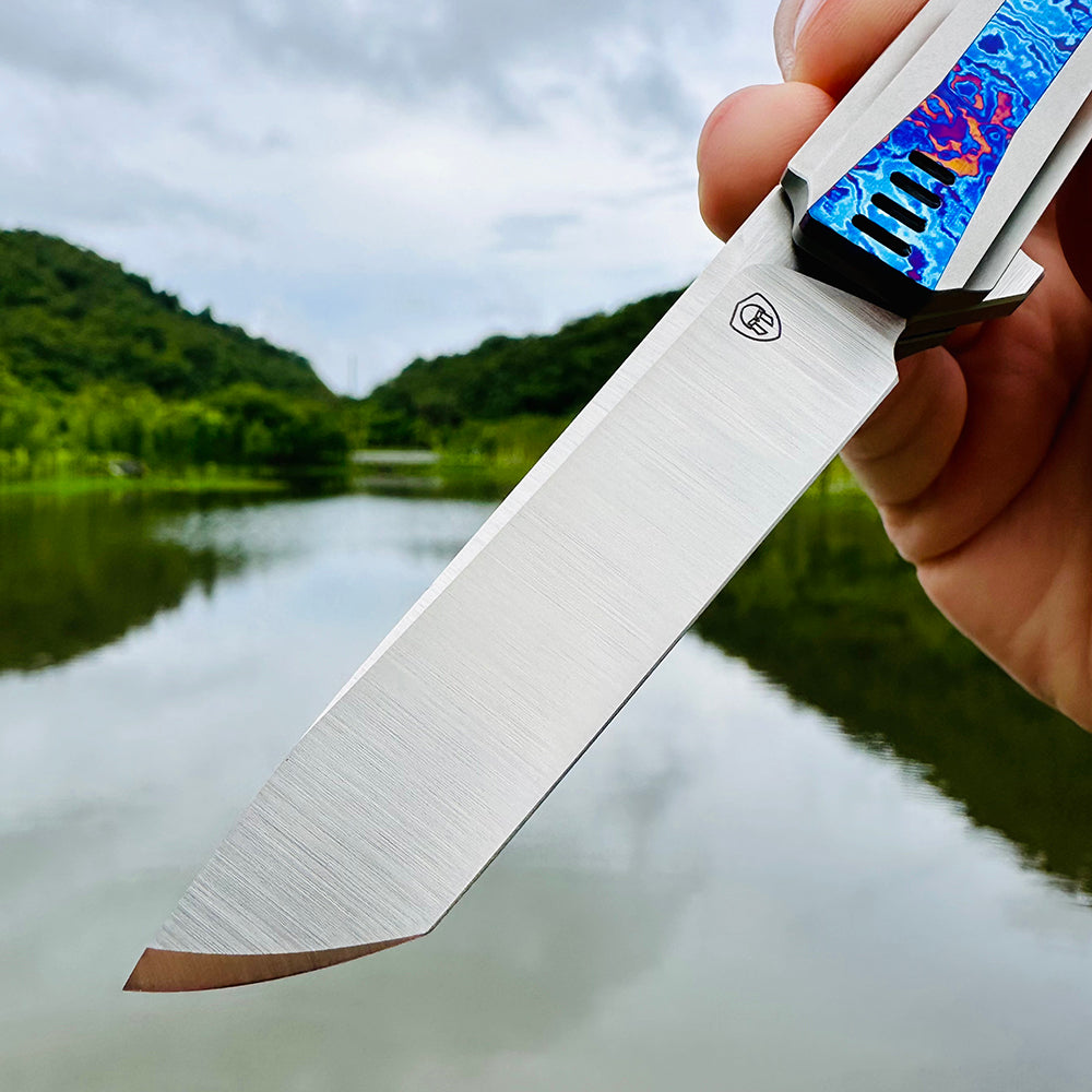 MK-15(C) M390 Half Sided Titanium Alloy+Titanium Damascus Patch