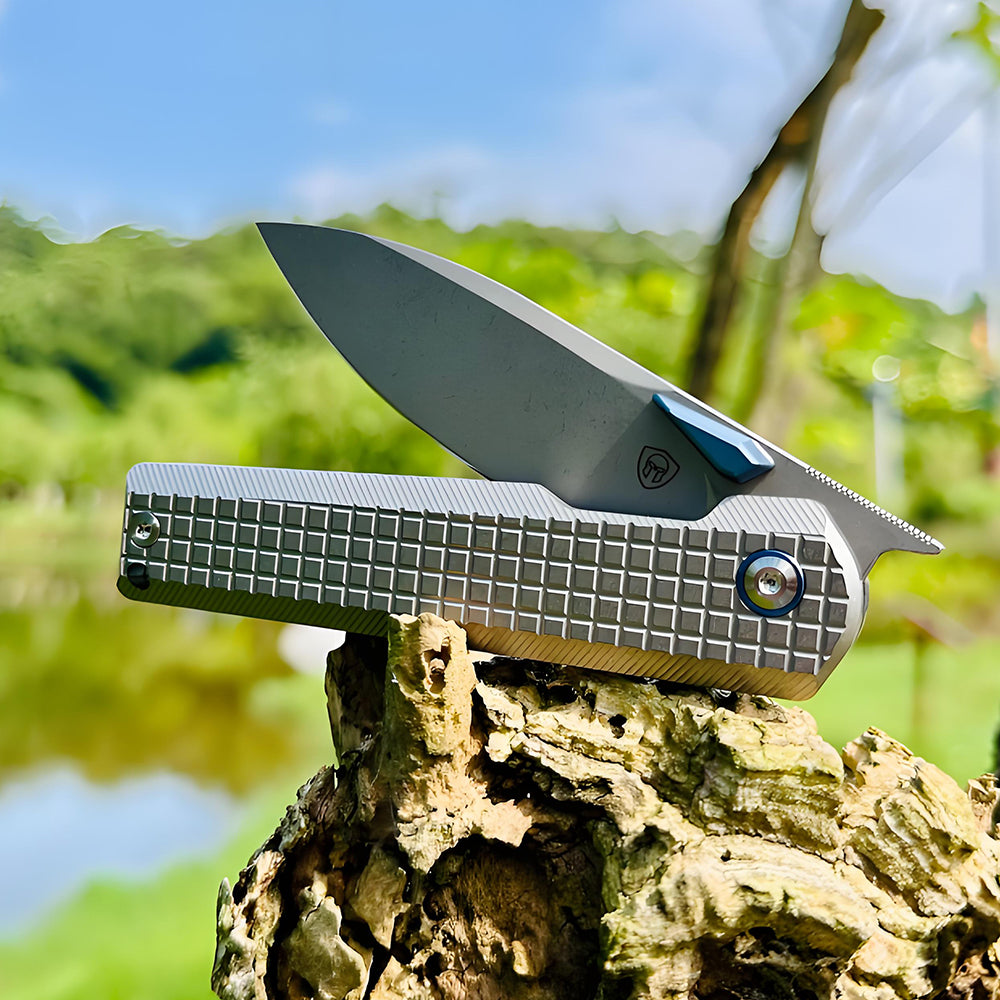 Mocenary Knives M390 Steel Pocket Folding Knife Camping Knives Outdoor Survival Tools EDC Knife Titanium MK-09(GP) A