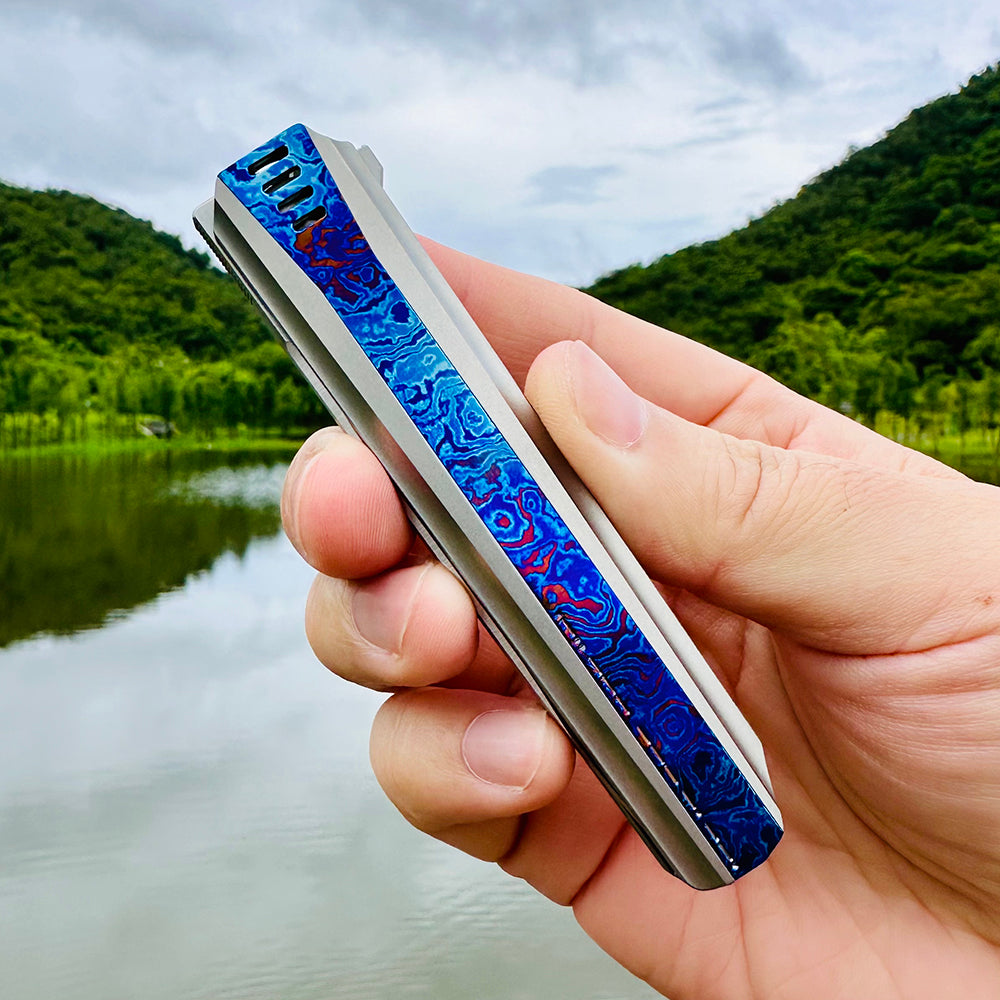 MK-15(C) M390 Half Sided Titanium Alloy+Titanium Damascus Patch