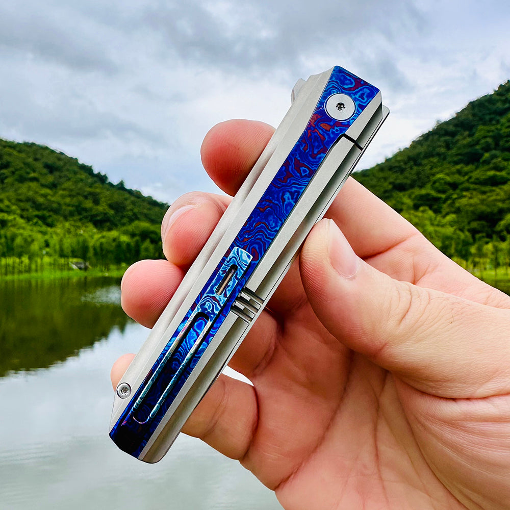 MK-15(C) M390 Half Sided Titanium Alloy+Titanium Damascus Patch