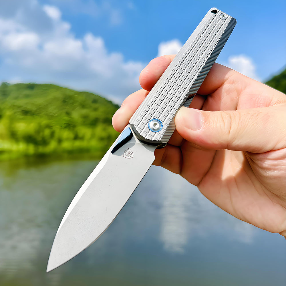 Mocenary Knives M390 Steel Pocket Folding Knife Camping Knives Outdoor Survival Tools EDC Knife Titanium MK-09(GP) A