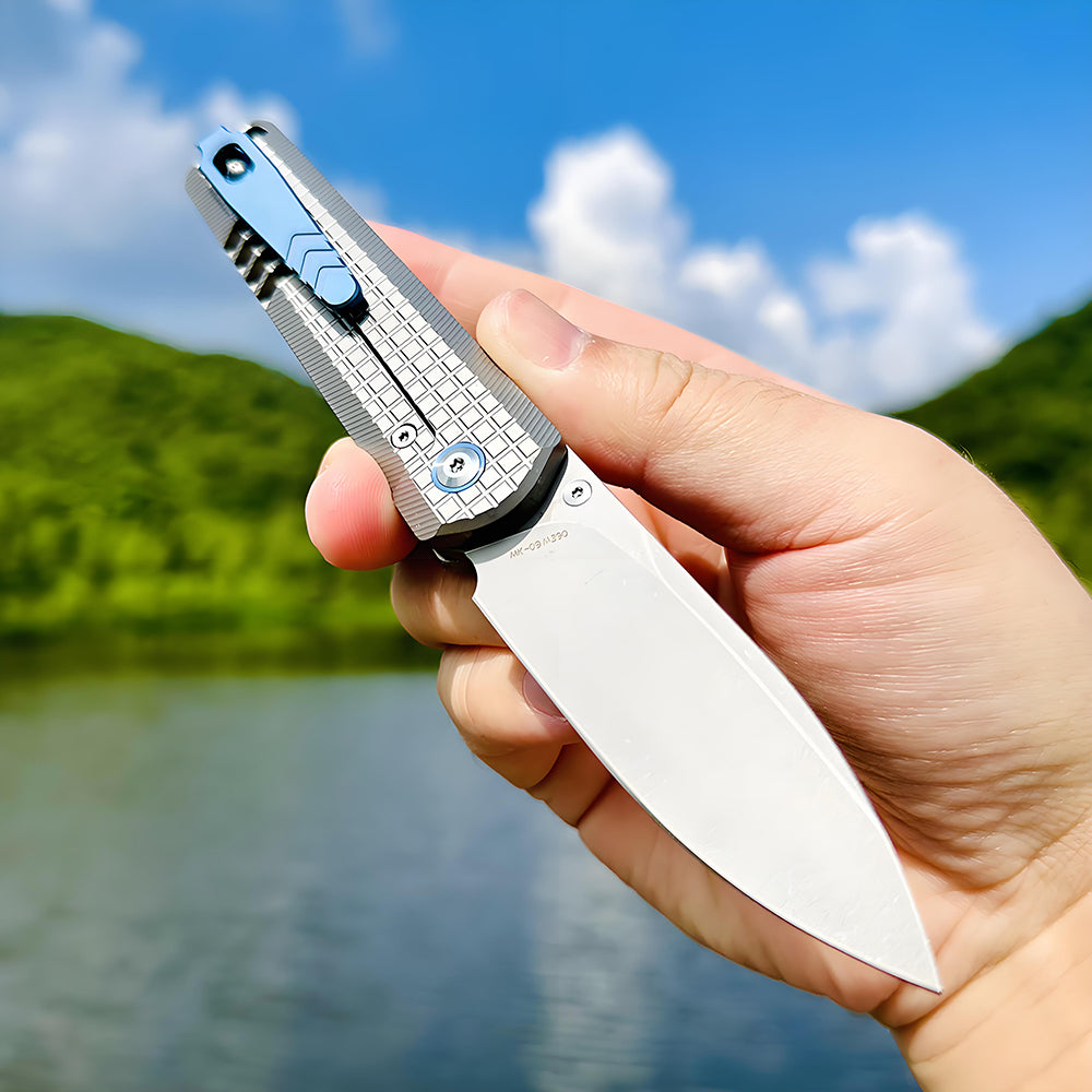 Mocenary Knives M390 Steel Pocket Folding Knife Camping Knives Outdoor Survival Tools EDC Knife Titanium MK-09(GP) A