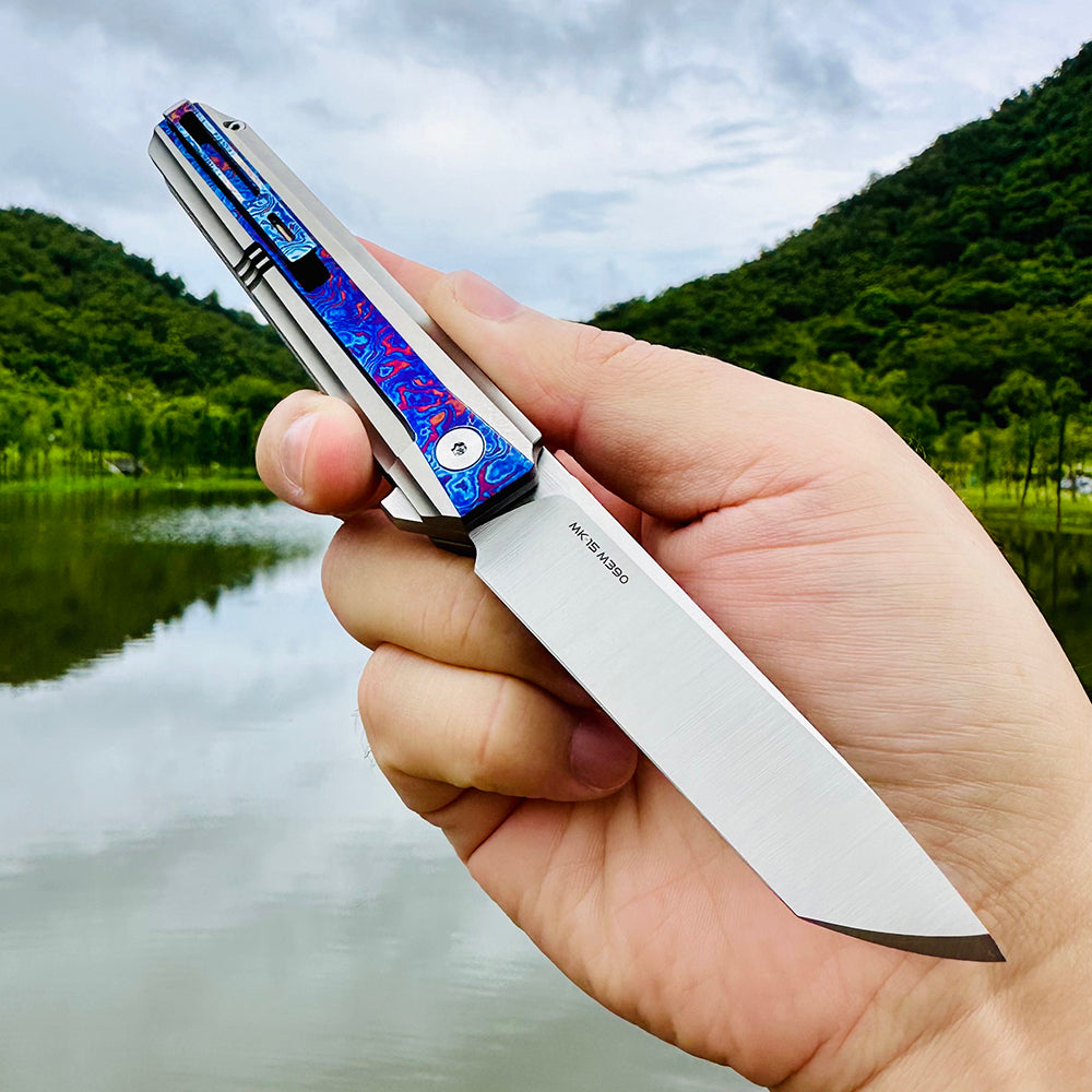 MK-15(C) M390 Half Sided Titanium Alloy+Titanium Damascus Patch