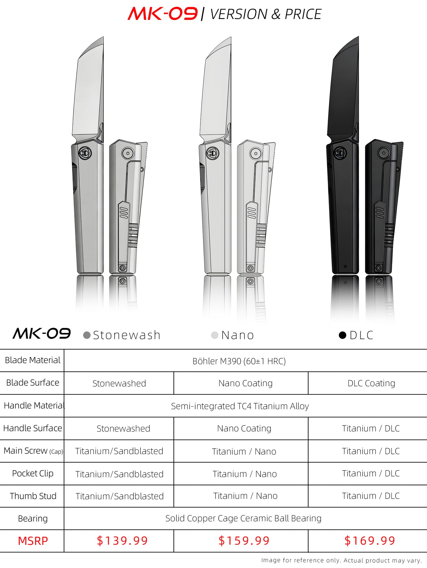 MK-09 Next-Gen|M390 Steel & Semi-Integrated Titanium Handles Multiple Deployment (Ships in 6 Months)