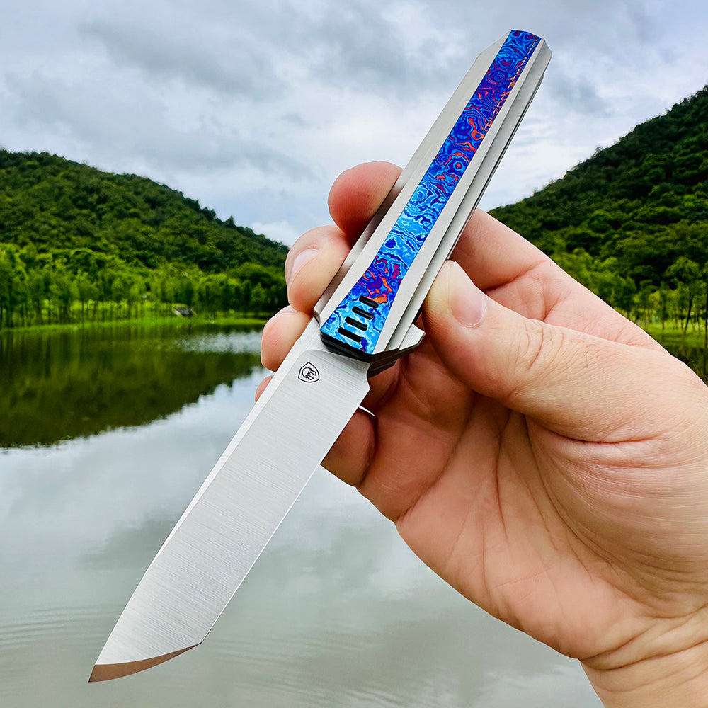 MK-15(C) M390 Half Sided Titanium Alloy+Titanium Damascus Patch