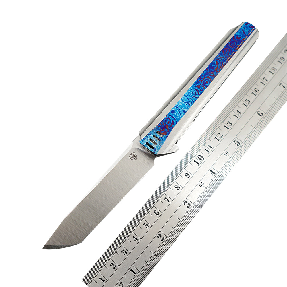MK-15(C) M390 Half Sided Titanium Alloy+Titanium Damascus Patch