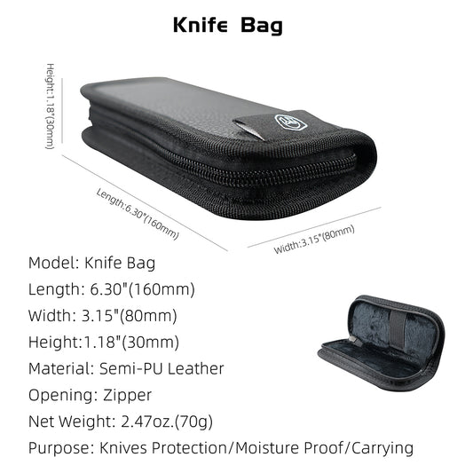 EDC Zipper Knife Bag Semi PU Leather Moisture Proof Knife Protective Sleeve Portable Outdoor Tool Pocket Anti-fall Storage