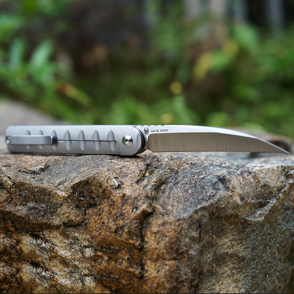 Pipefish MK-16(WD) M390 Blade Tiguass Design Front Opening Wire Drawing