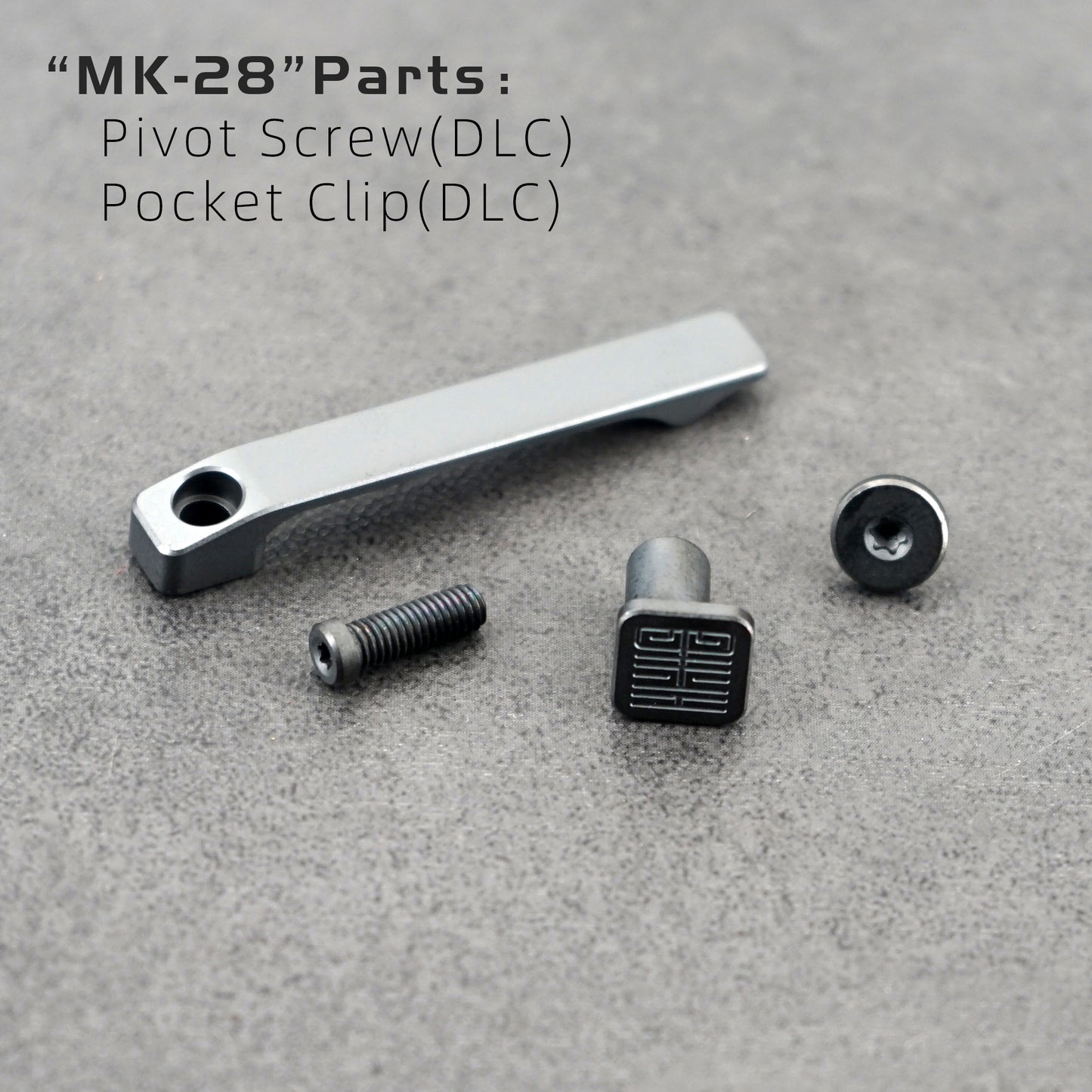 Replacement Parts For MK-28 Knife, Pivot Screw,Pocket Clip,All DLC Surface Treatments