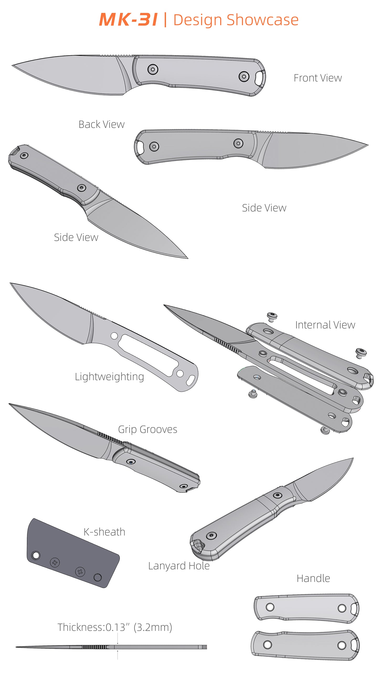 MK-31 Original M390 Fixed Blade Knife - Mini EDC Outdoor Utility Knife (Ships in 2 Months)