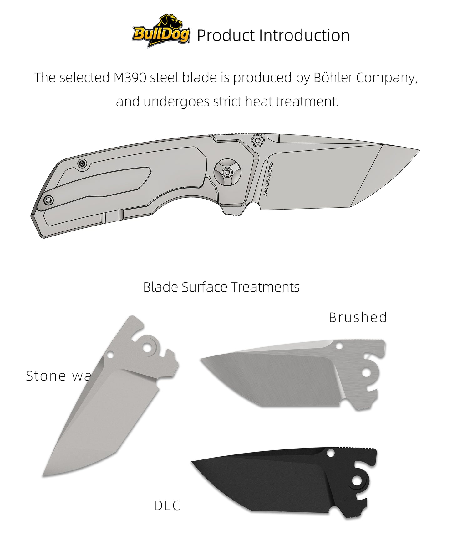 Bulldog| Rok Smerke Design M390 Steel Folding EDC Knife Multiple Opening Methods Interchangeable Inlays MK-26(Ships in 2 Months)