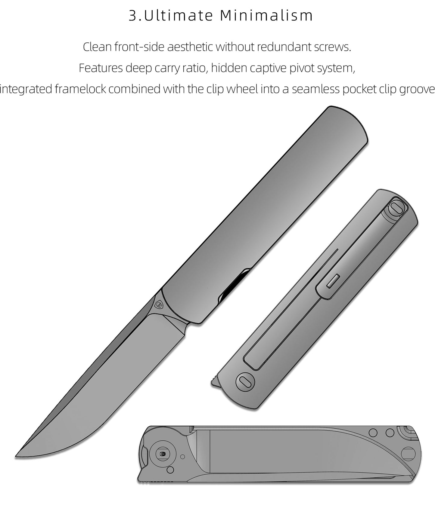 Vision | Tiguass Design ICPS System, GTC Lock, M390 Steel, Semi-Integral Handle,Minimalist Series
