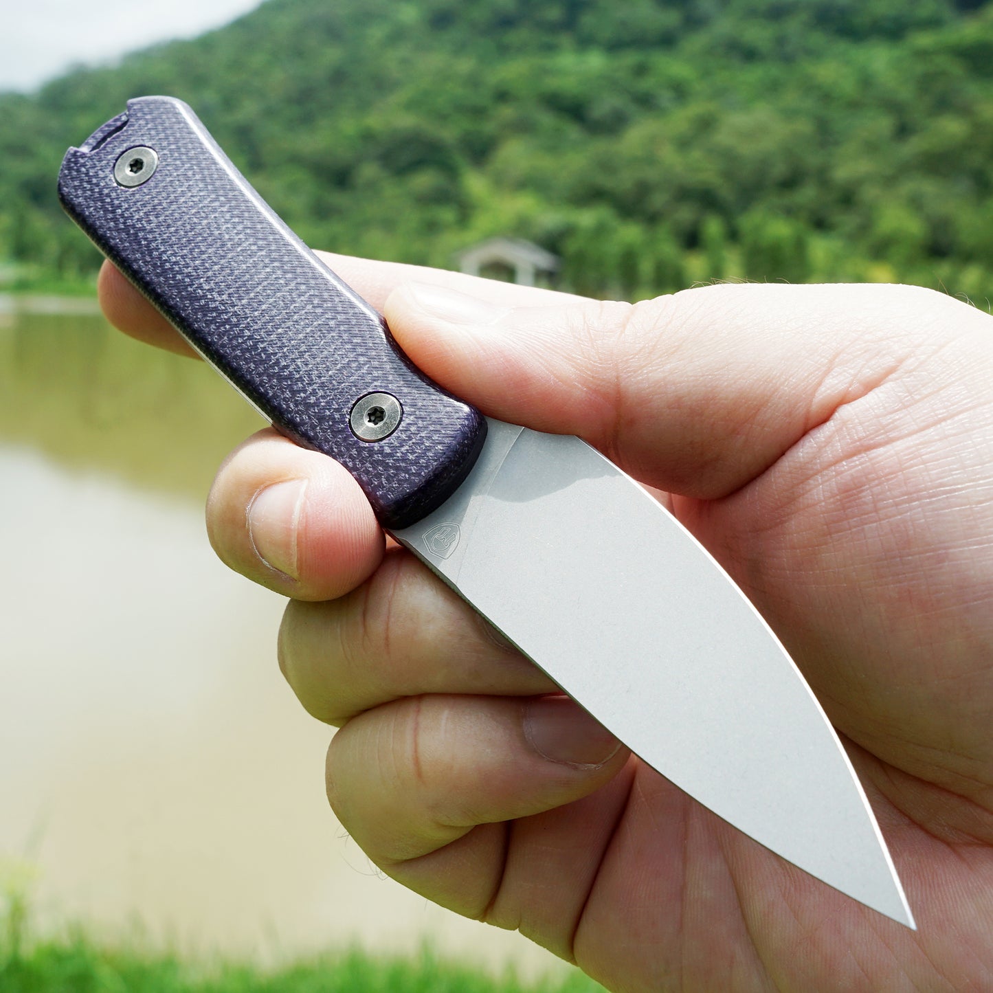 Mocenary MK-31 Purple Linen Handle M390 Blade Small Fixed Blade Knife