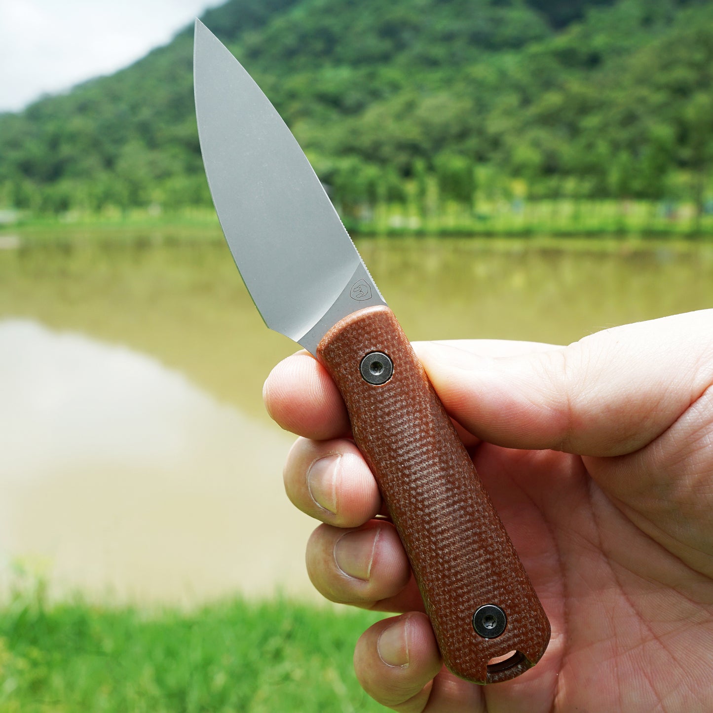 Mocenary MK-31 M390 Blade Small Fixed Blade Knife Brown Linen Handle Kydex Sheath