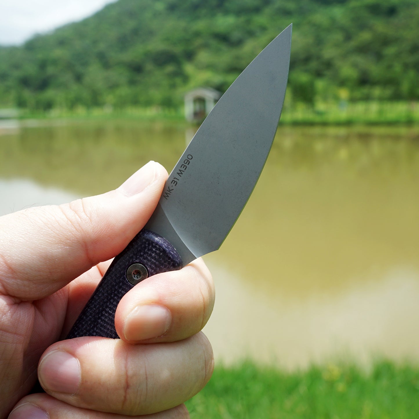 Mocenary MK-31 Purple Linen Handle M390 Blade Small Fixed Blade Knife