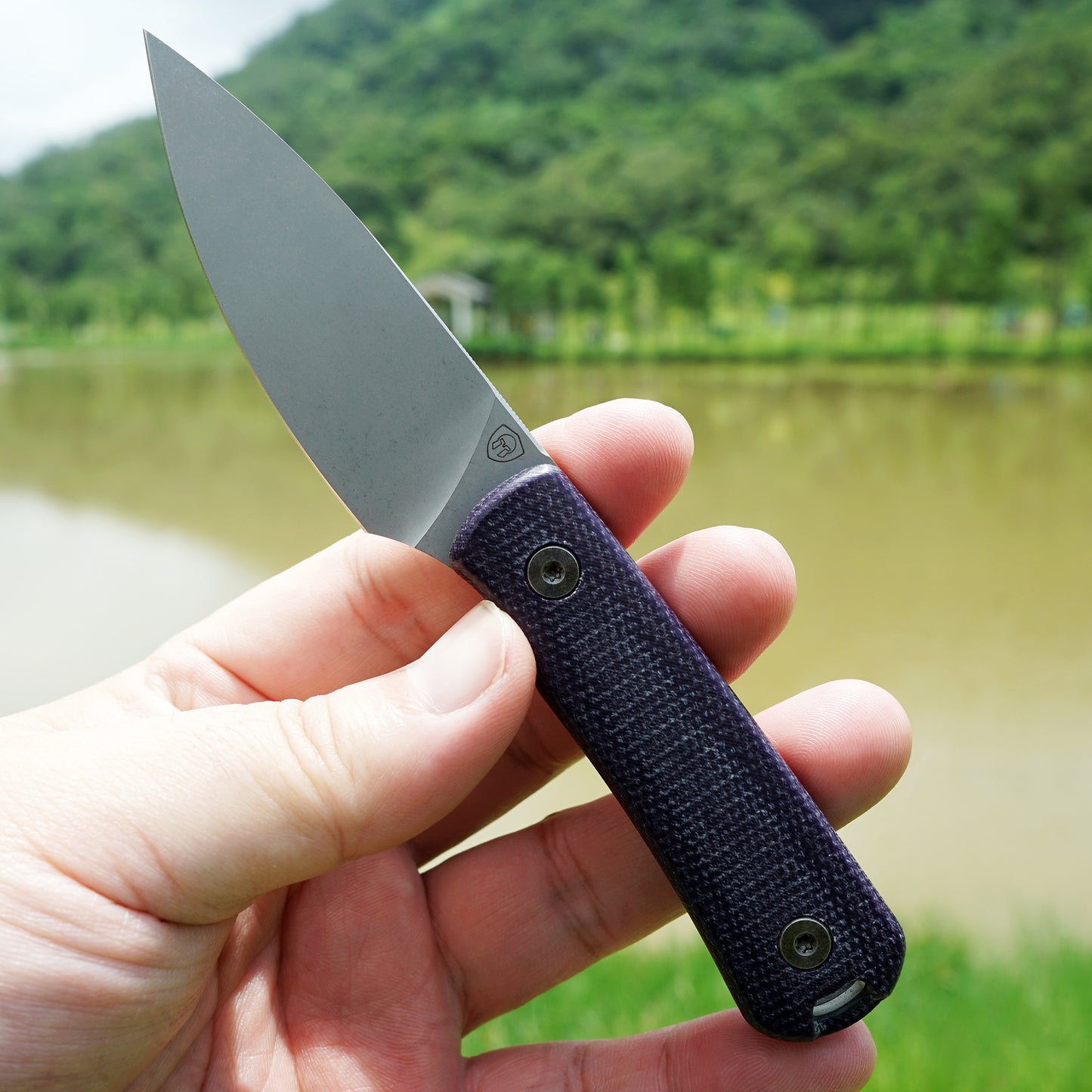 Mocenary MK-31 Purple Linen Handle M390 Blade Small Fixed Blade Knife