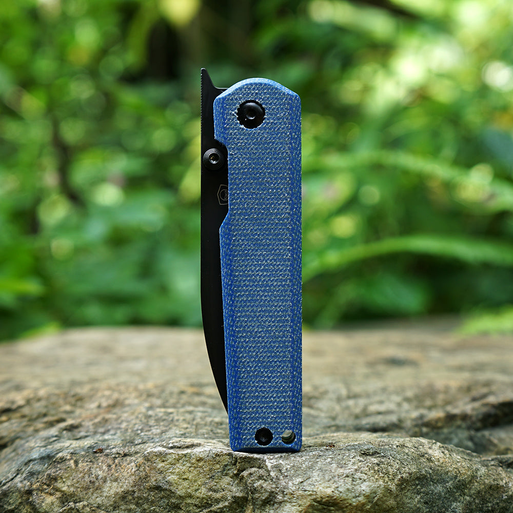 MK-09 D2(JS) Folding Pocket Knife EDC High Hardness Front Flipper DLC Blue Linen