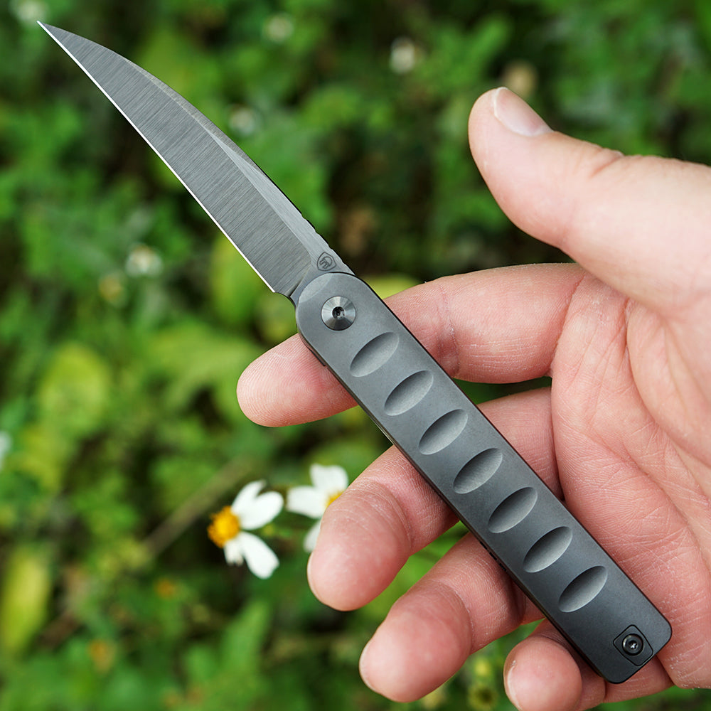Pipefish MK-16(DLC) M390 Blade Tiguass Design Front Opening Wire Drawing+DLC