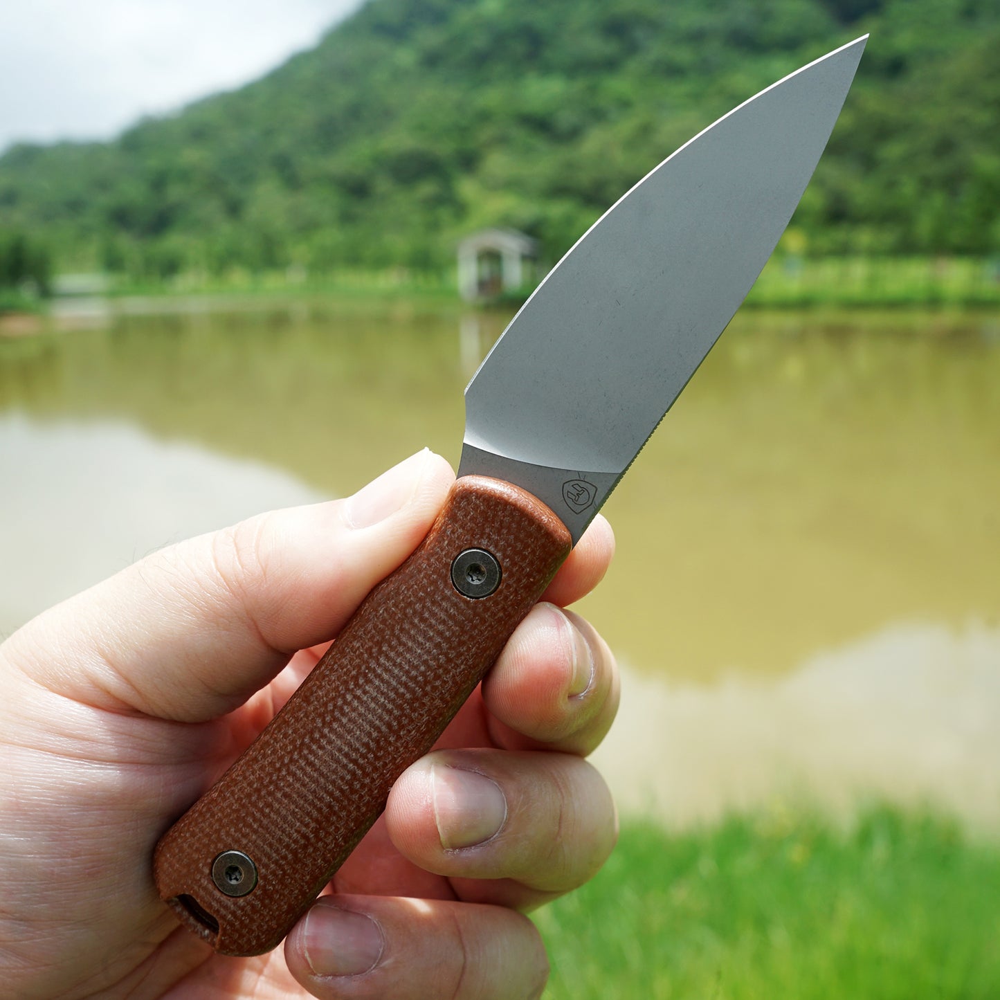 Mocenary MK-31 M390 Blade Small Fixed Blade Knife Brown Linen Handle Kydex Sheath