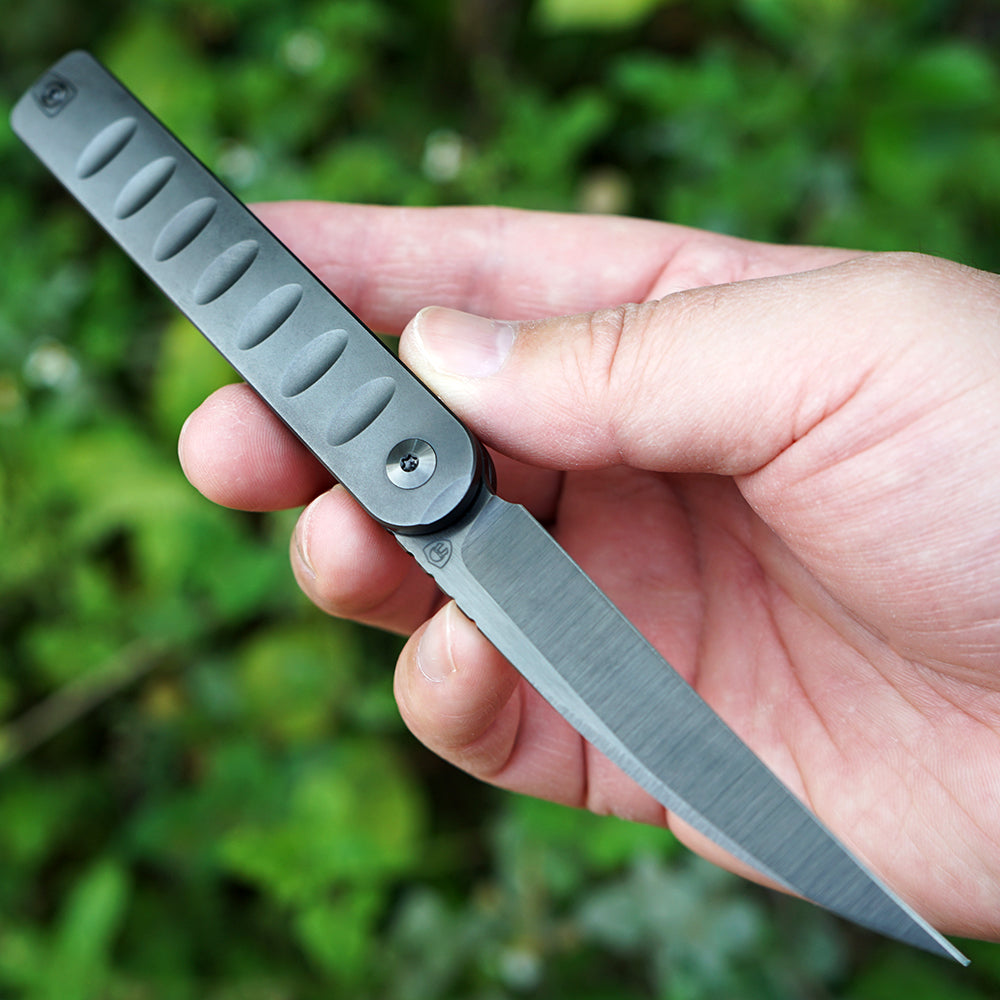 Pipefish MK-16(DLC) M390 Blade Tiguass Design Front Opening Wire Drawing+DLC