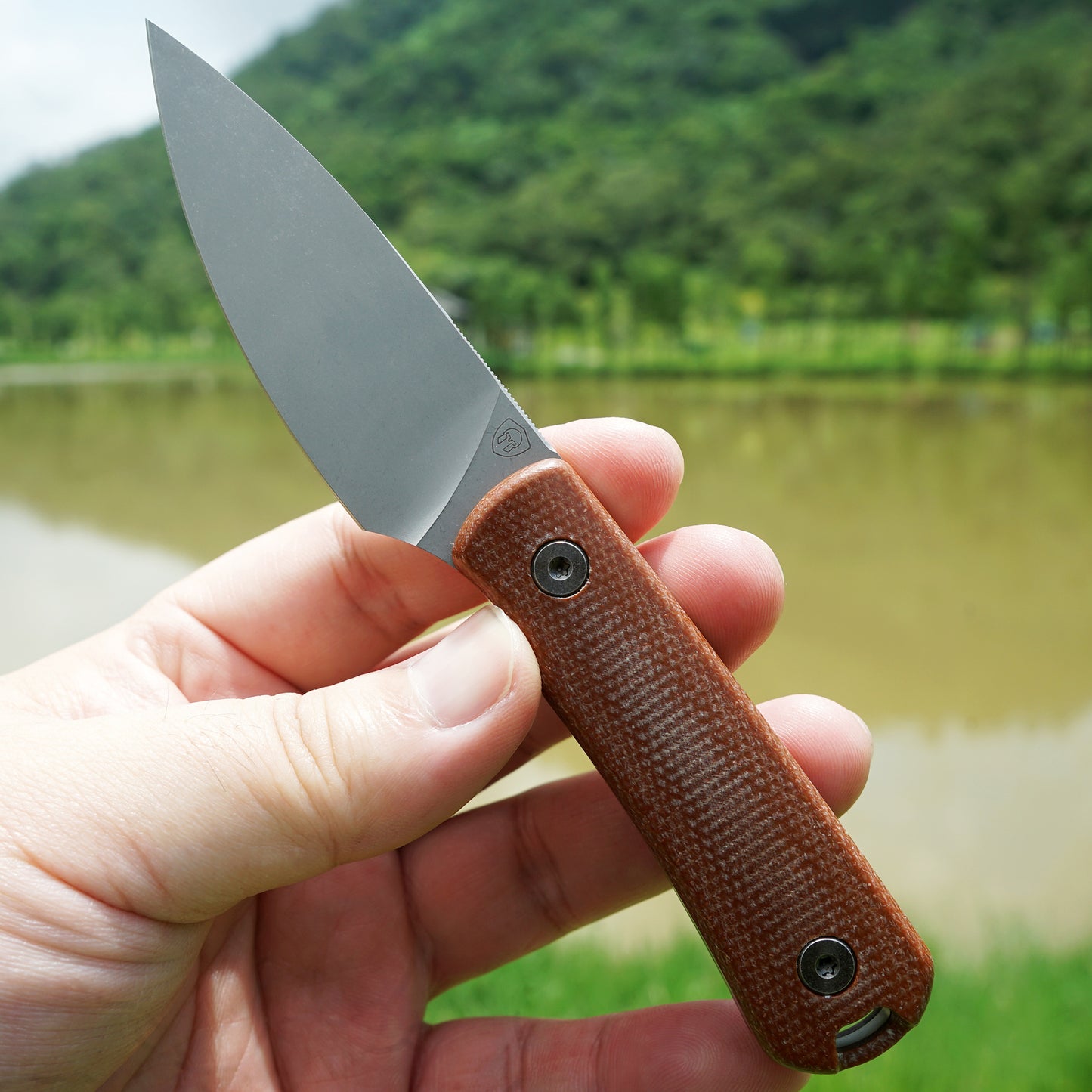 Mocenary MK-31 M390 Blade Small Fixed Blade Knife Brown Linen Handle Kydex Sheath