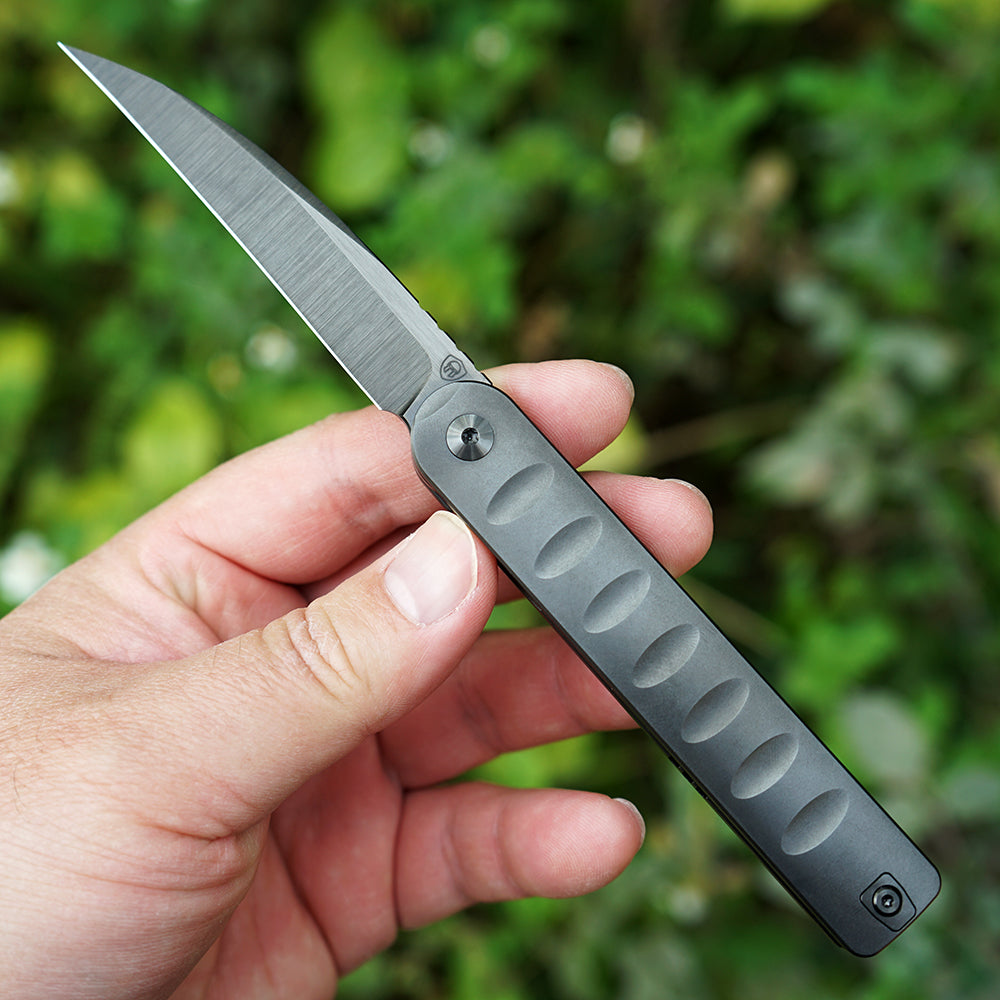 Pipefish MK-16(DLC) M390 Blade Tiguass Design Front Opening Wire Drawing+DLC