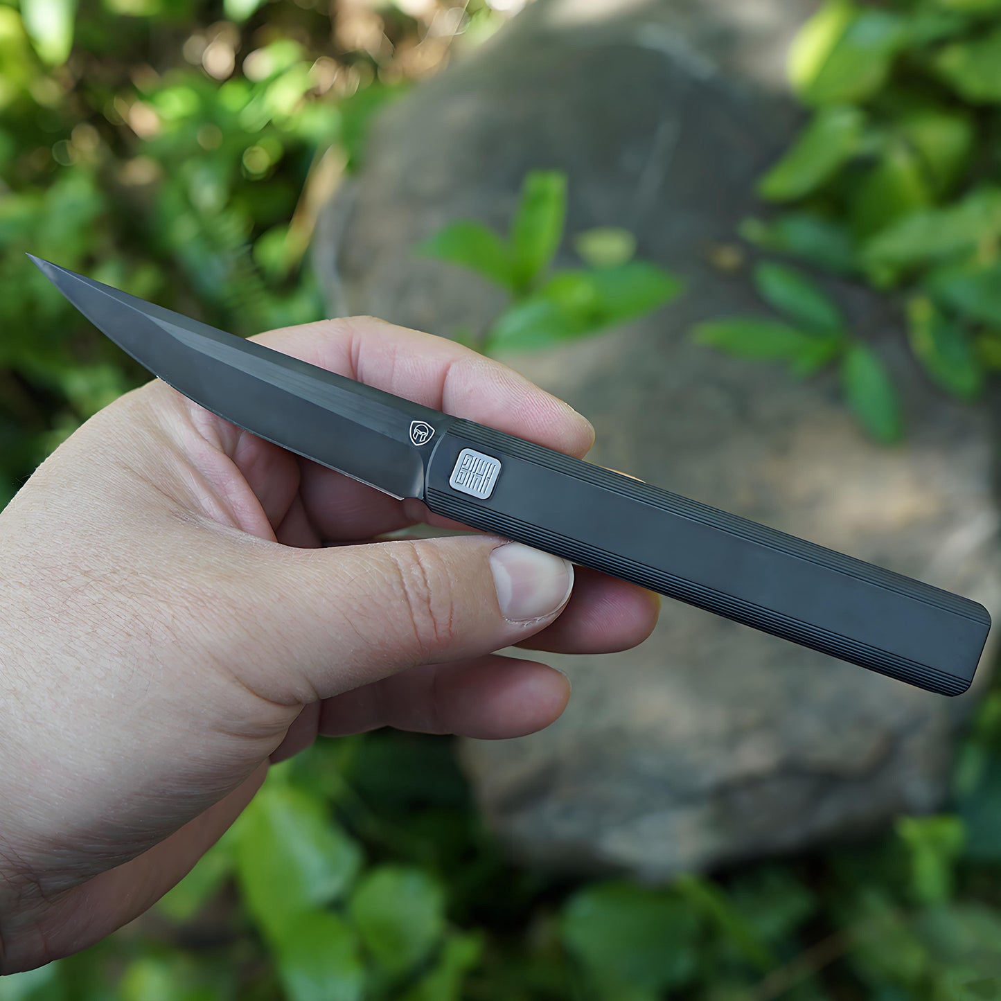 “墨” (MK-28(DLC) M390 Blade Semi-Integral Titanium Front Flipper Design By Tiguass