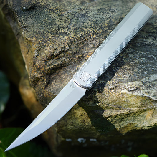 “墨” MK-28(TiN) M390 Blade Semi-Integral Titanium Front Flipper Design By Tiguass