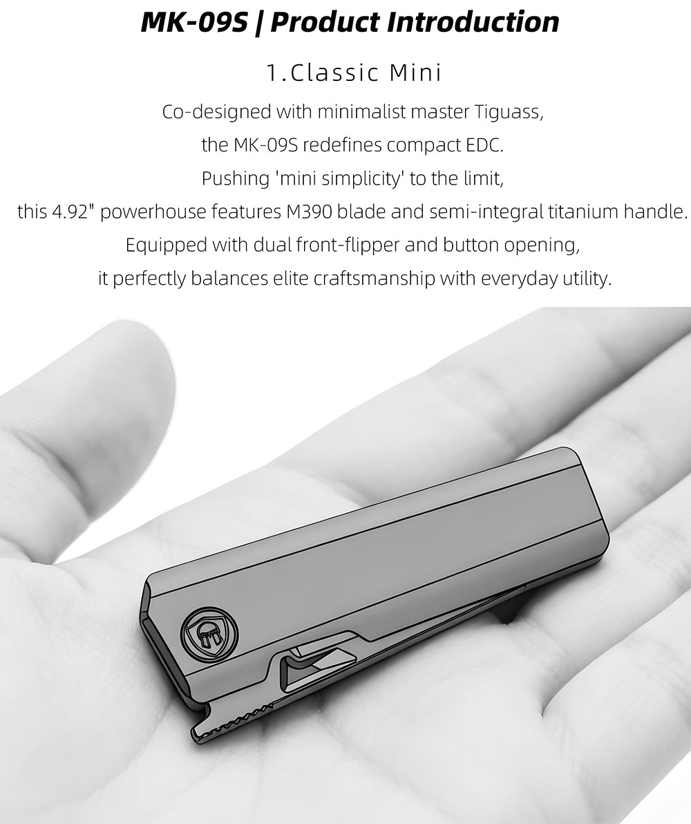 MK-09S M390 – Minimalist Semi-Integral EDC with Front Flipper & Thumb Stud | Shipping in 6 Months
