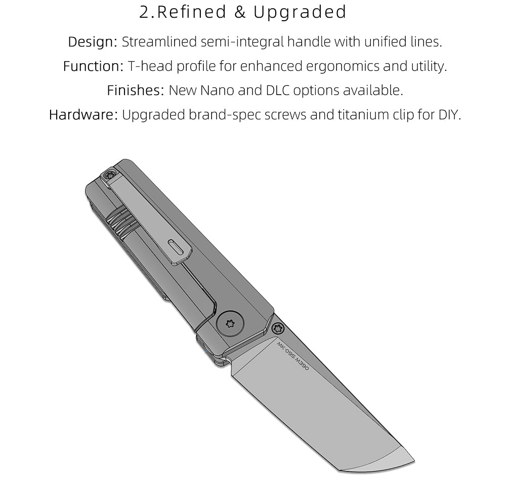 MK-09S M390 – Minimalist Semi-Integral EDC with Front Flipper & Thumb Stud | Shipping in 6 Months