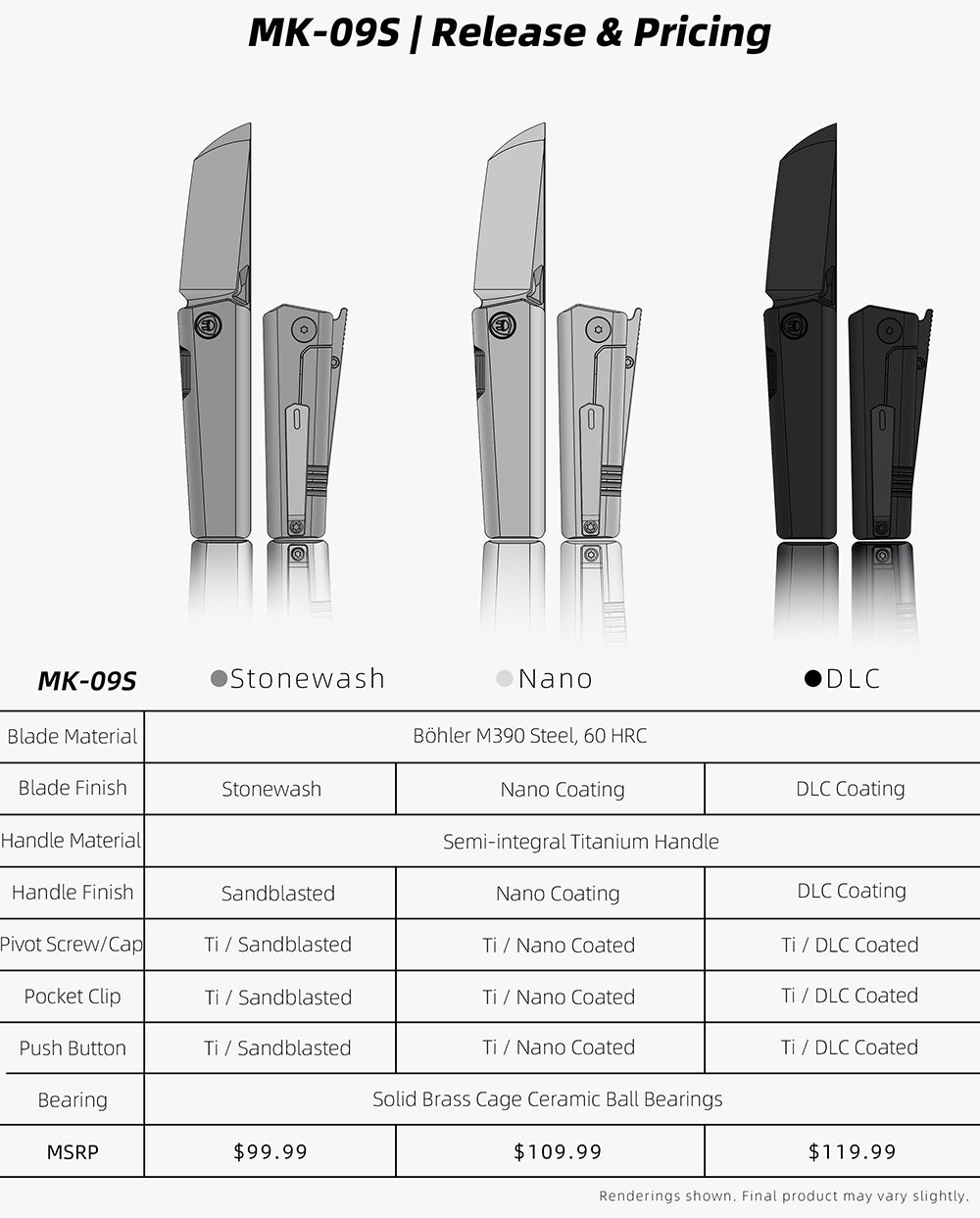 MK-09S M390 – Minimalist Semi-Integral EDC with Front Flipper & Thumb Stud | Shipping in 6 Months