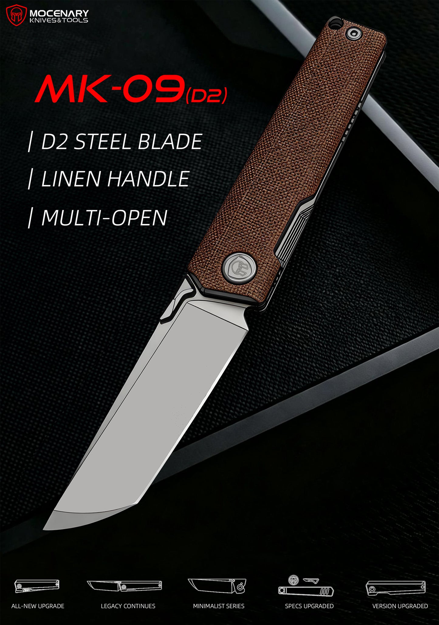 MK-09 Next-Gen D2 Steel Linen Micarta Handle - Multiple Deployment Options (Ships in 6 Months)
