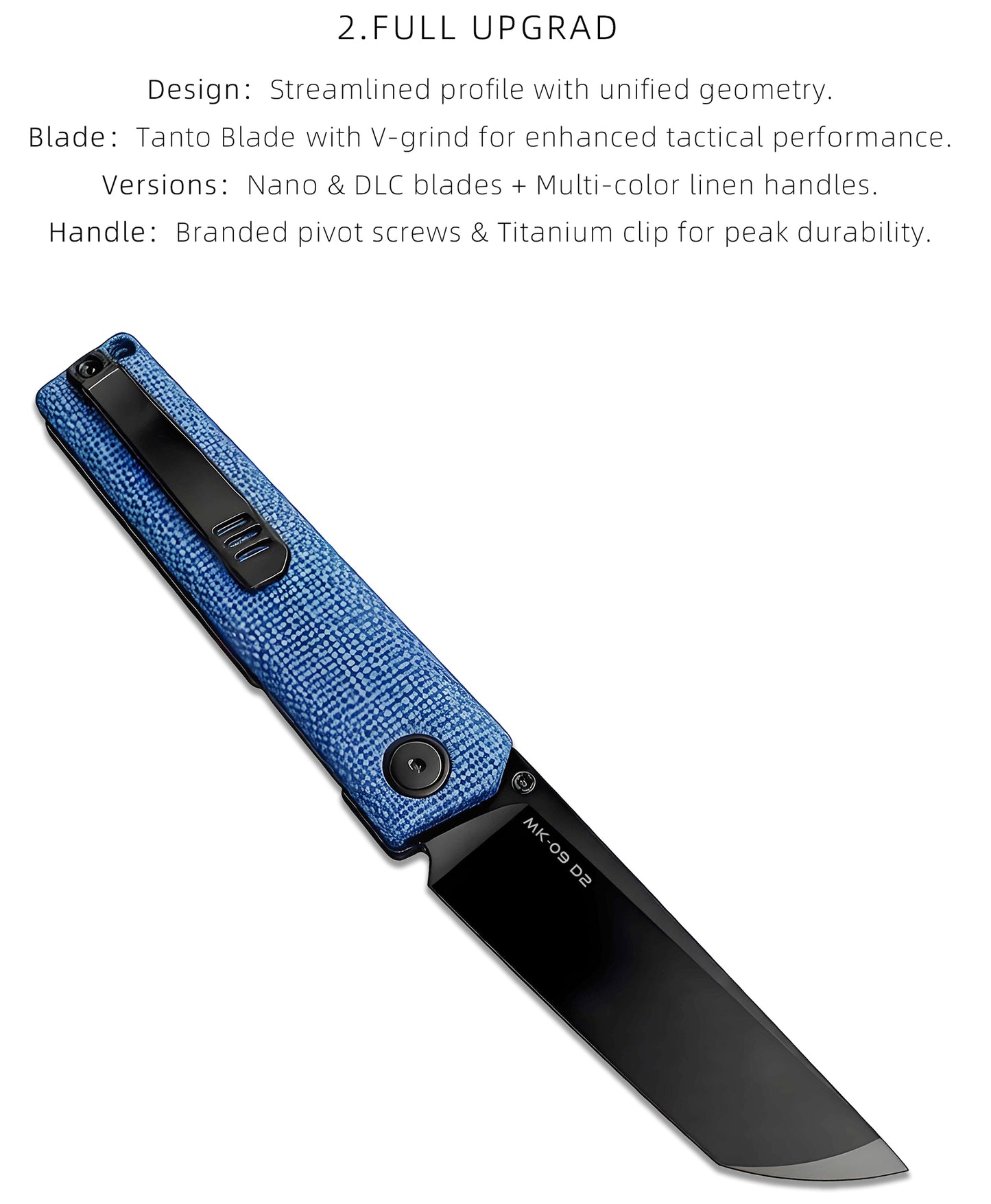 MK-09 Next-Gen D2 Steel Linen Micarta Handle - Multiple Deployment Options (Ships in 6 Months)