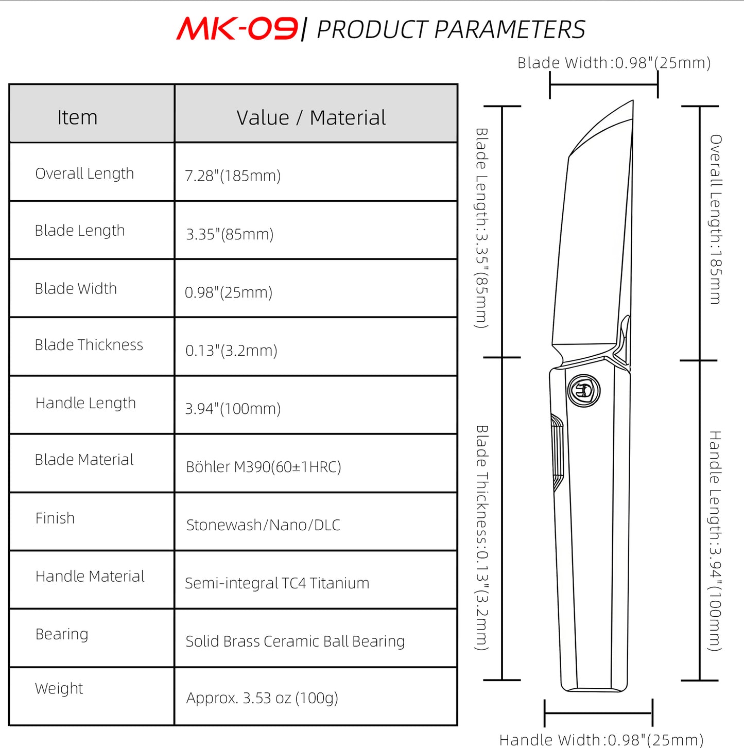 MK-09 Next-Gen｜M390 Steel & Semi-Integrated Titanium Handles Multiple Deployment (Ships in 6 Months)