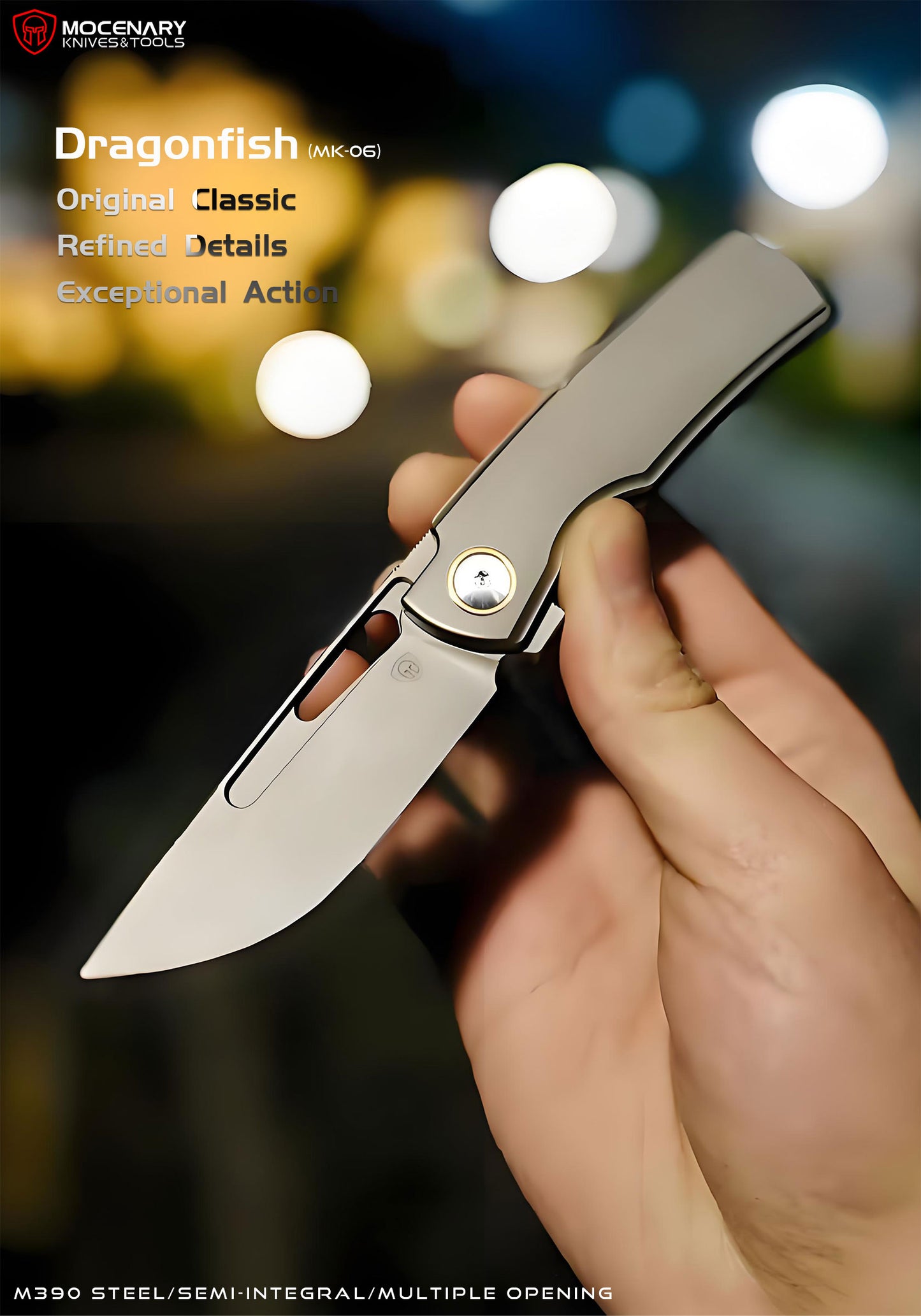Dragonfish MK-06 Upgraded – Böhler M390 Blade, Semi-Integral Titanium Handle, Multiple Deployment Options, New Nano Coating, Refined Details,Ships in 180 Days