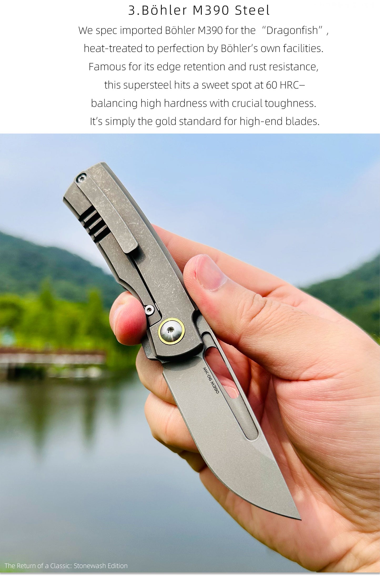 Dragonfish MK-06 Upgraded – Böhler M390 Blade, Semi-Integral Titanium Handle, Multiple Deployment Options, New Nano Coating, Refined Details,Ships in 180 Days