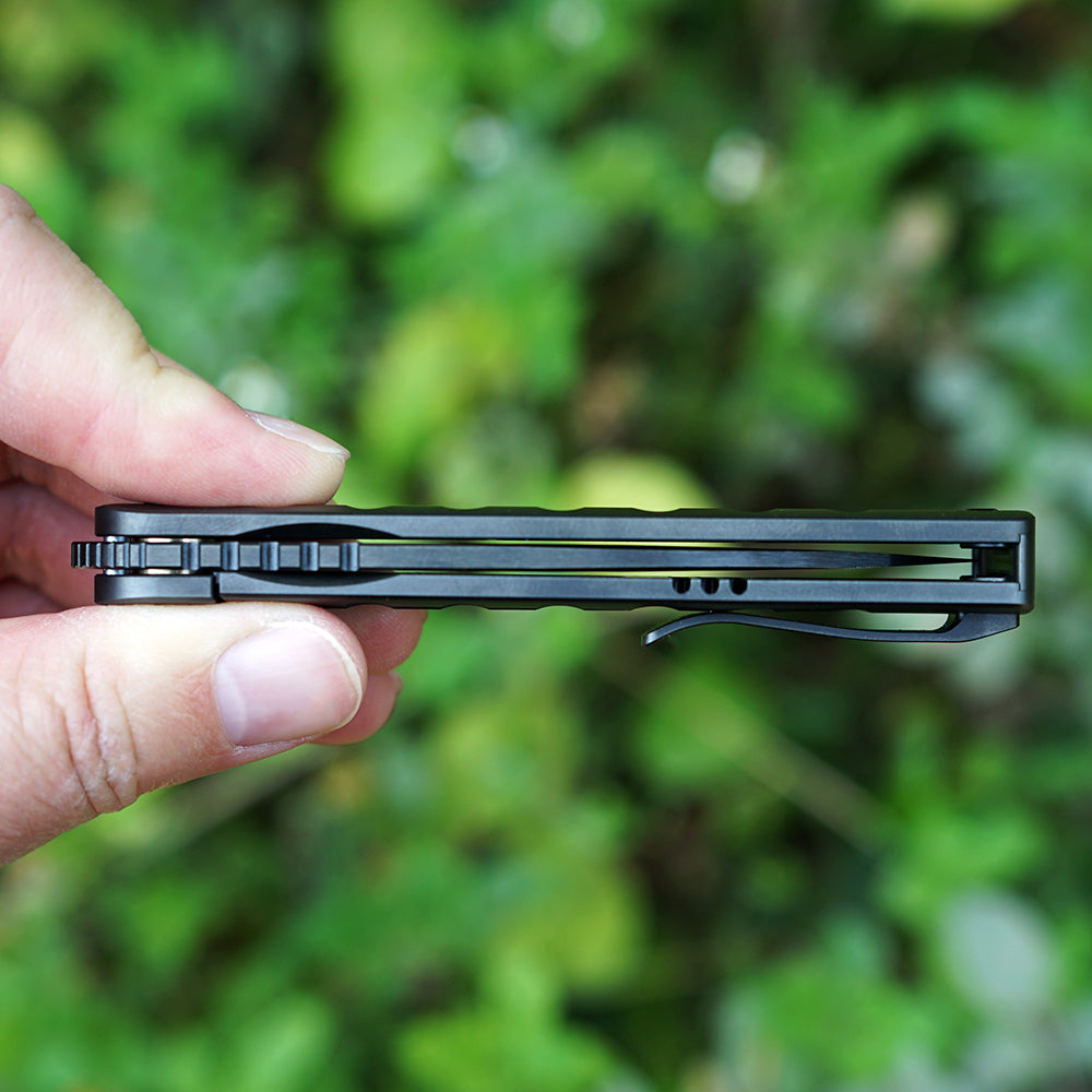 Pipefish MK-16(DLC) M390 Blade Tiguass Design Front Opening Wire Drawing+DLC