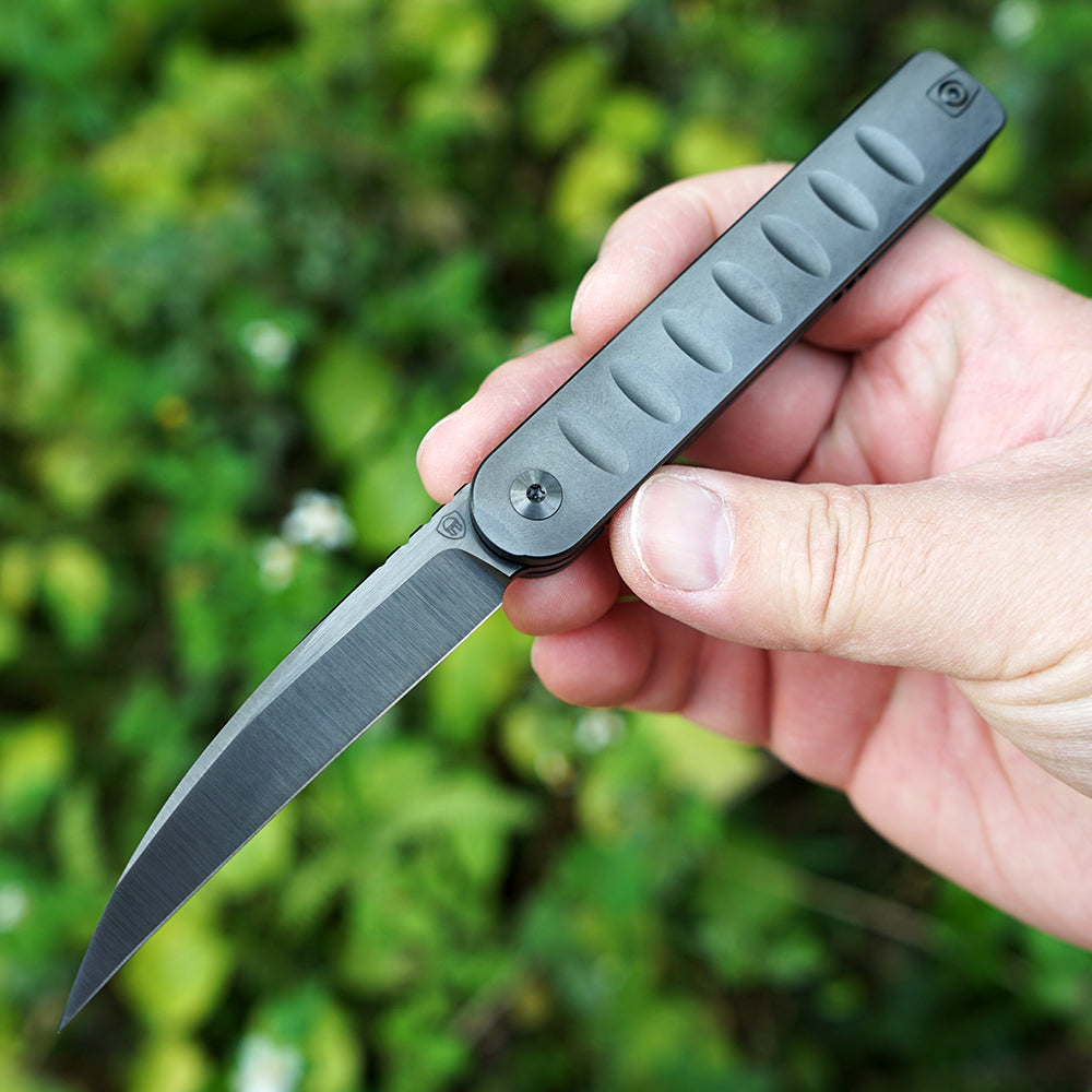 Pipefish MK-16(DLC) M390 Blade Tiguass Design Front Opening Wire Drawing+DLC