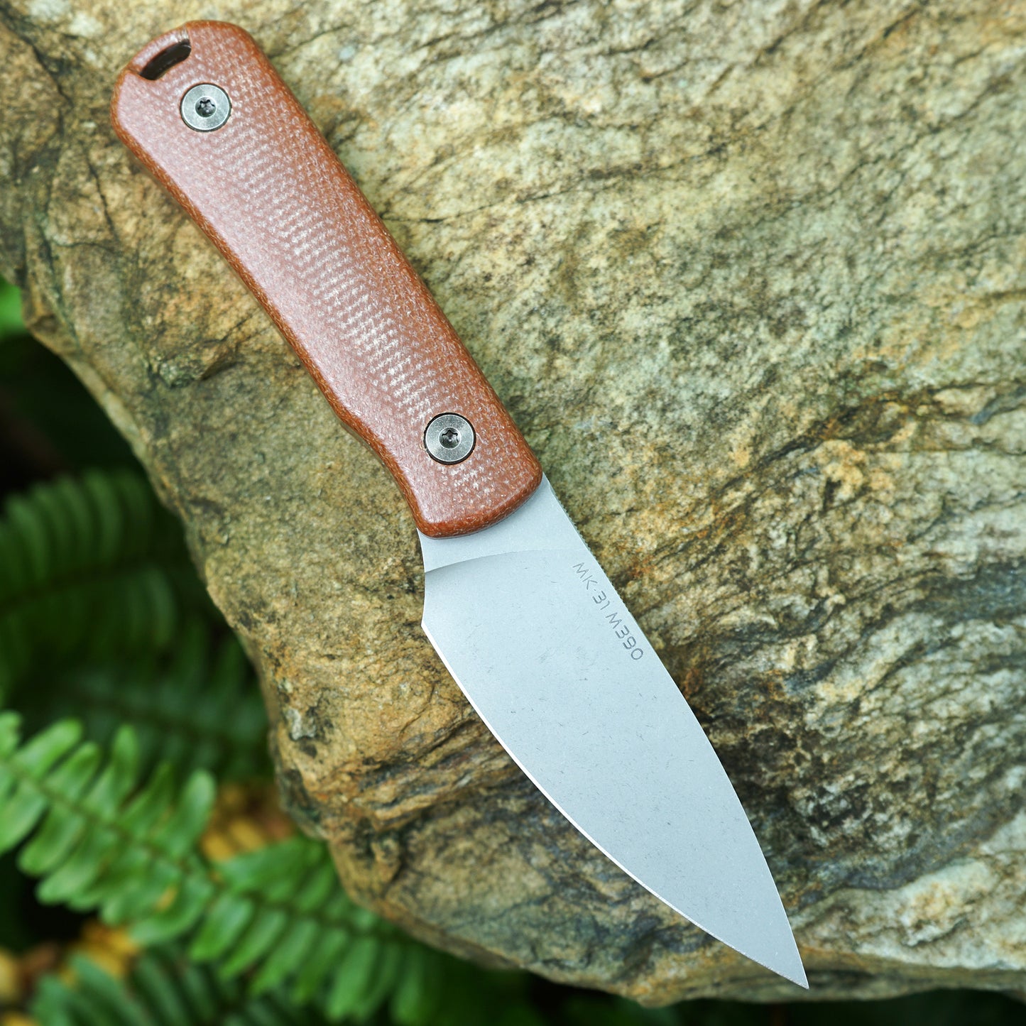 Mocenary MK-31 M390 Blade Small Fixed Blade Knife Brown Linen Handle Kydex Sheath
