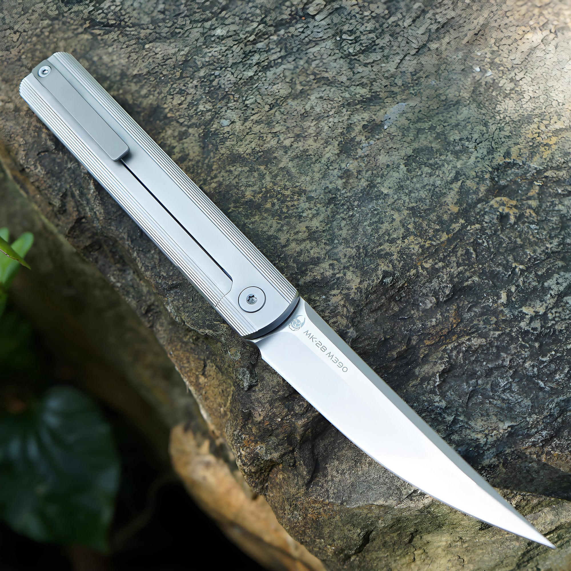 墨” MK-28(TiN) M390 Blade Semi-Integral Titanium Front Flipper