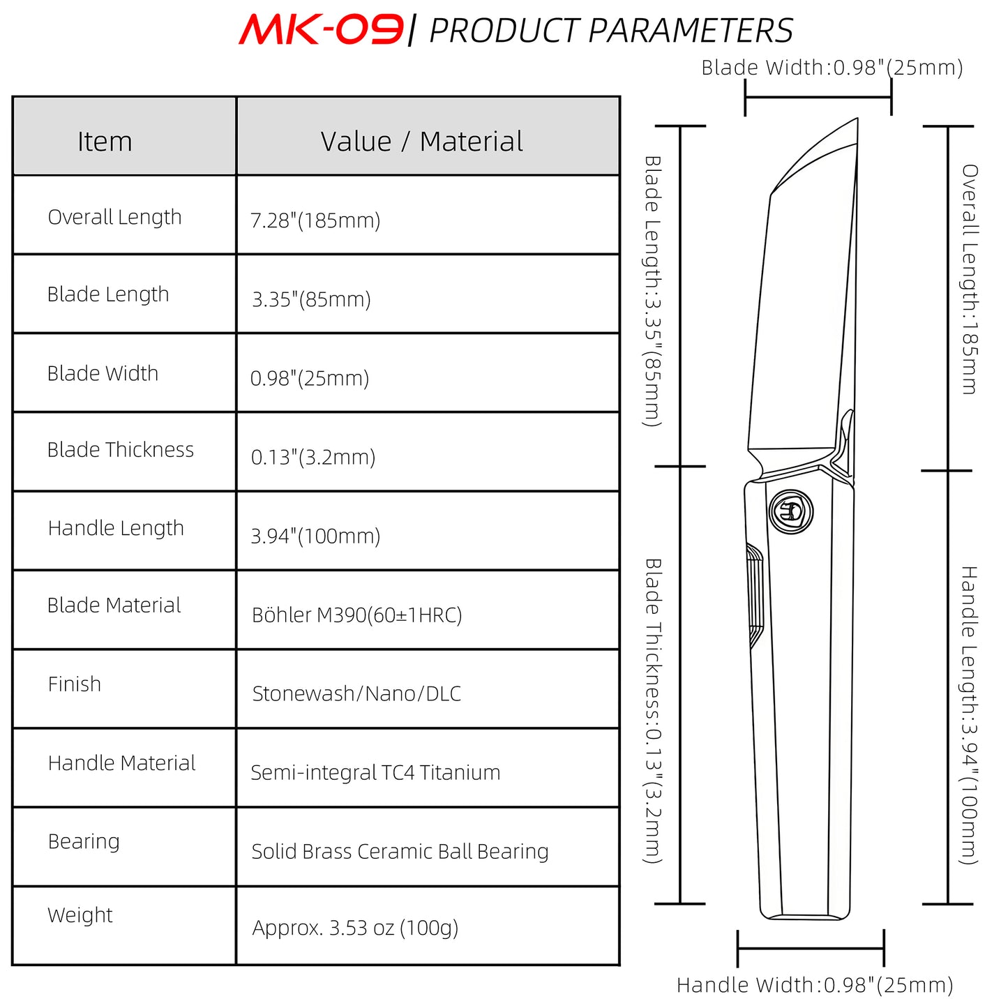 MK-09 Next-Gen｜M390 Steel & Semi-Integrated Titanium Handles Multiple Deployment (Ships in 6 Months)