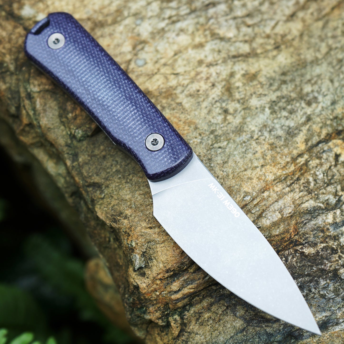 Mocenary MK-31 Purple Linen Handle M390 Blade Small Fixed Blade Knife
