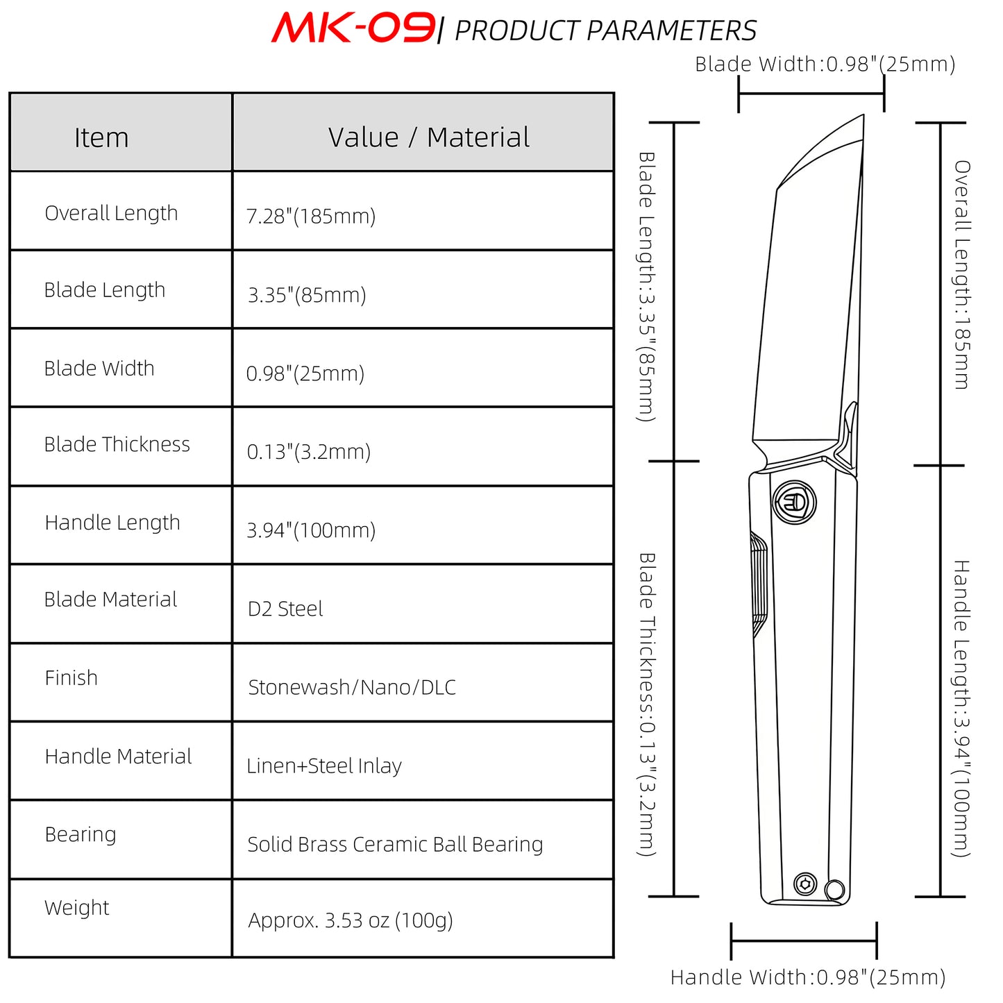 MK-09 Next-Gen D2 Steel Linen Micarta Handle - Multiple Deployment Options (Ships in 6 Months)