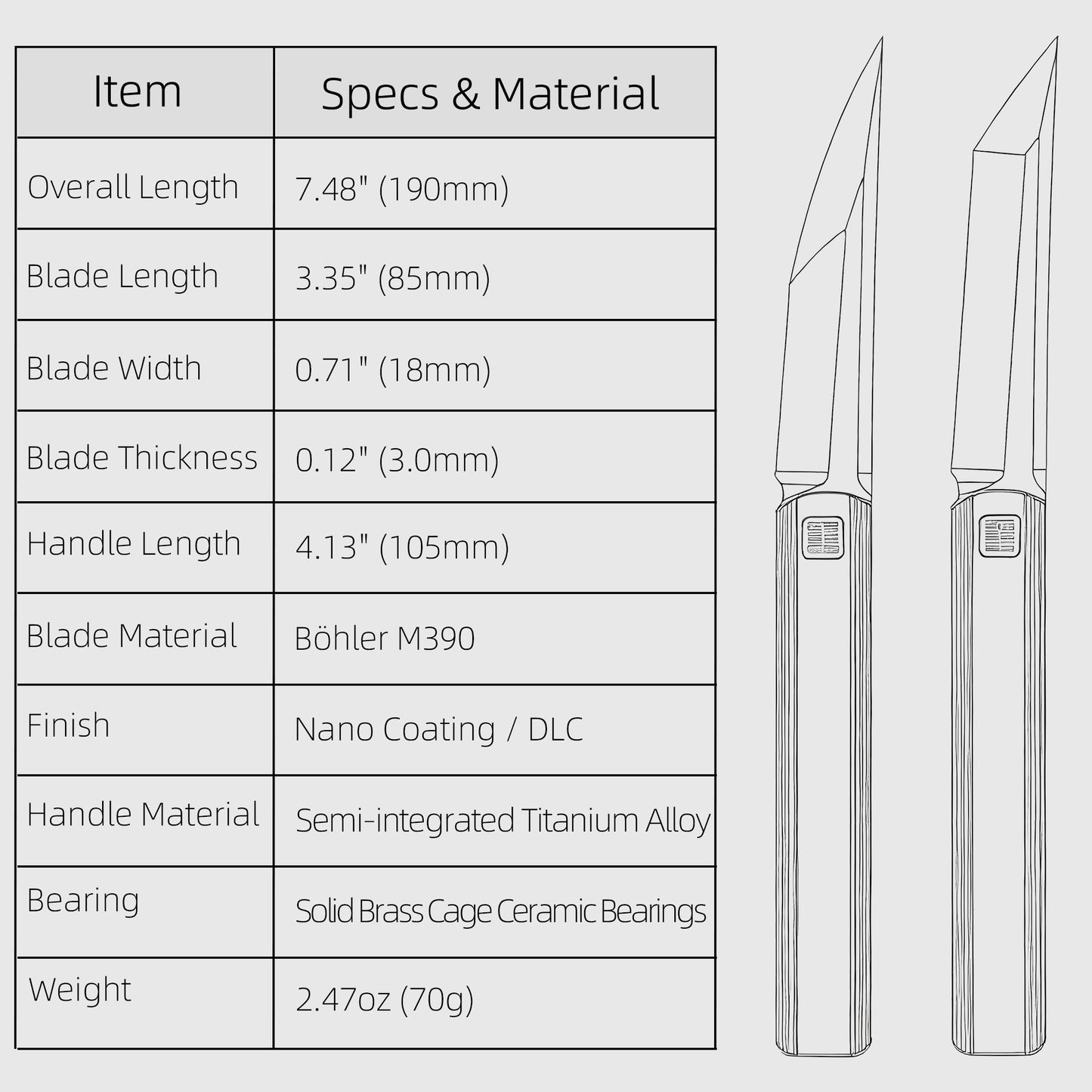"墨" | Tiguass Original - M390 Semi-Integral Titanium Flipper Modern Classic (Ships in 1 Month)