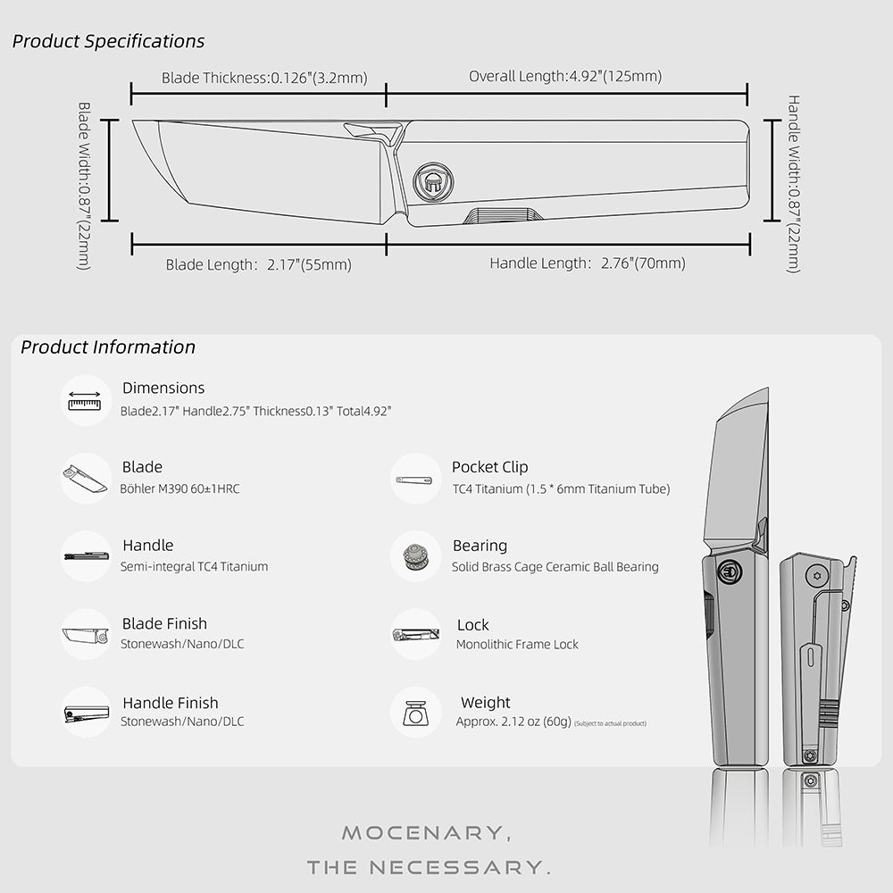MK-09S M390 – Minimalist Semi-Integral EDC with Front Flipper & Thumb Stud | Shipping in 6 Months