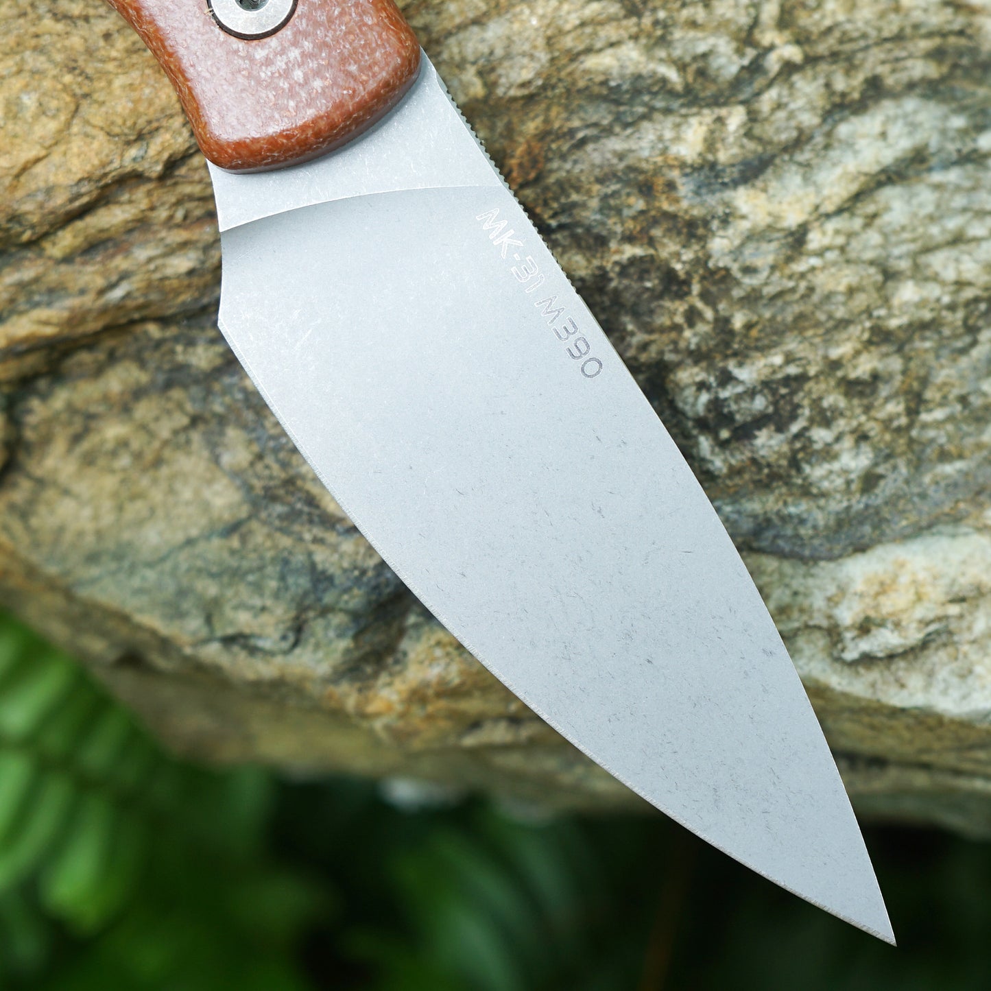 Mocenary MK-31 M390 Blade Small Fixed Blade Knife Brown Linen Handle Kydex Sheath