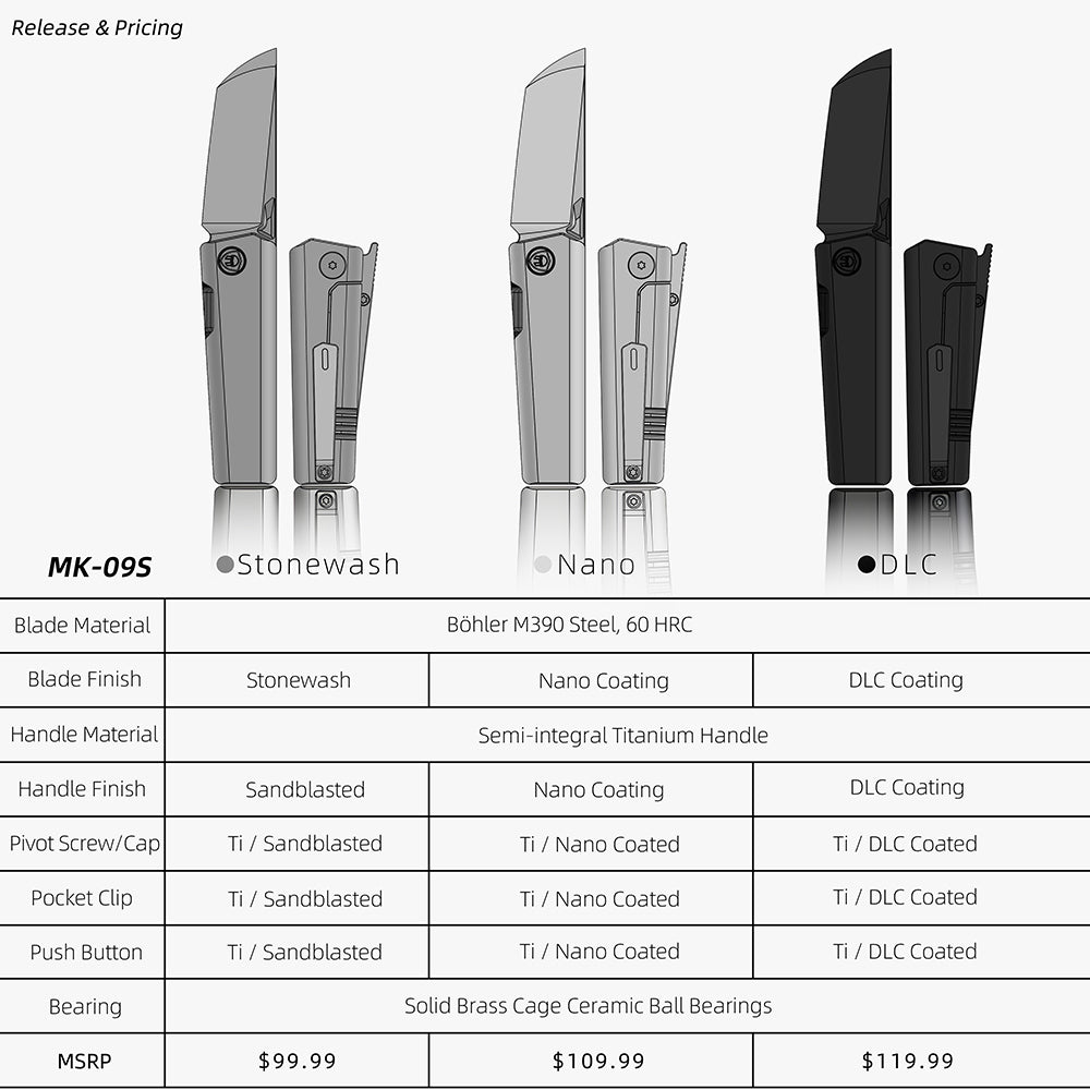 MK-09S M390 – Minimalist Semi-Integral EDC with Front Flipper & Thumb Stud | Shipping in 6 Months