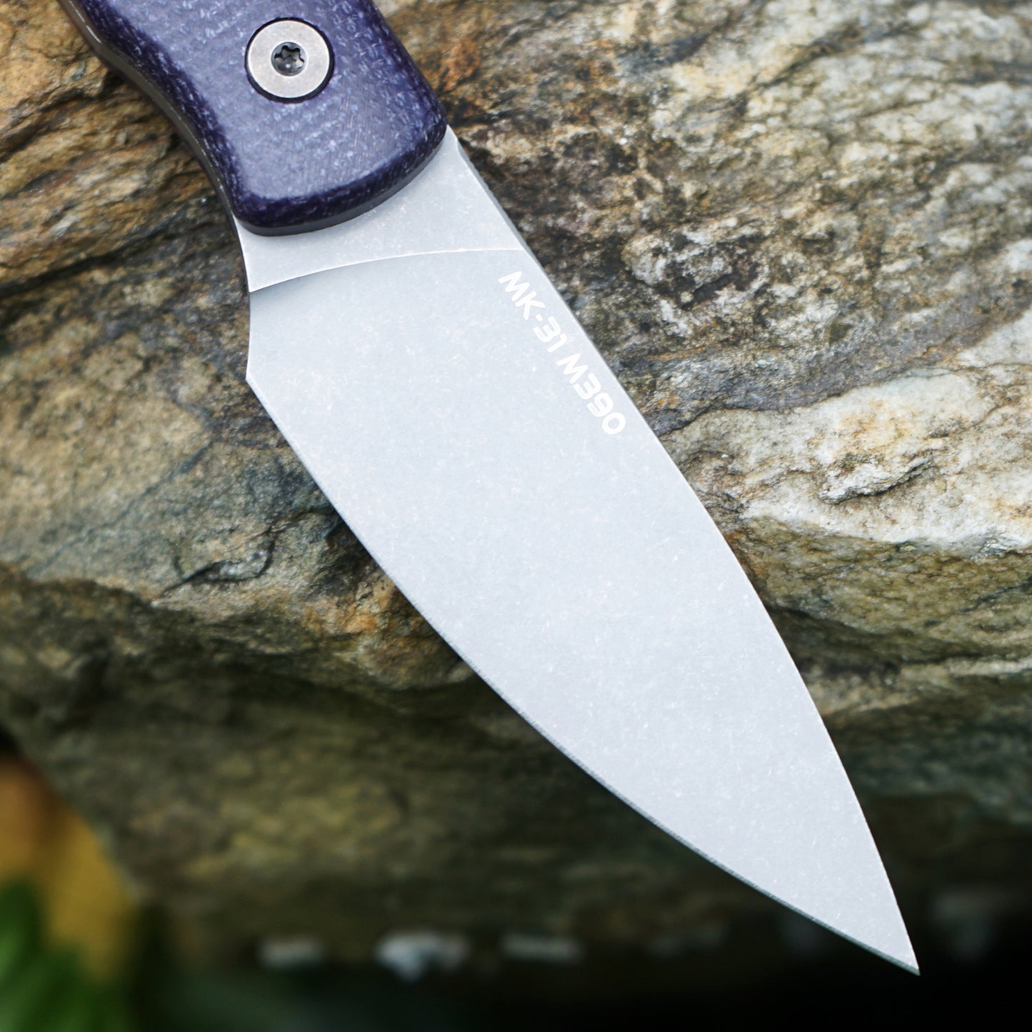 Mocenary MK-31 Purple Linen Handle M390 Blade Small Fixed Blade Knife