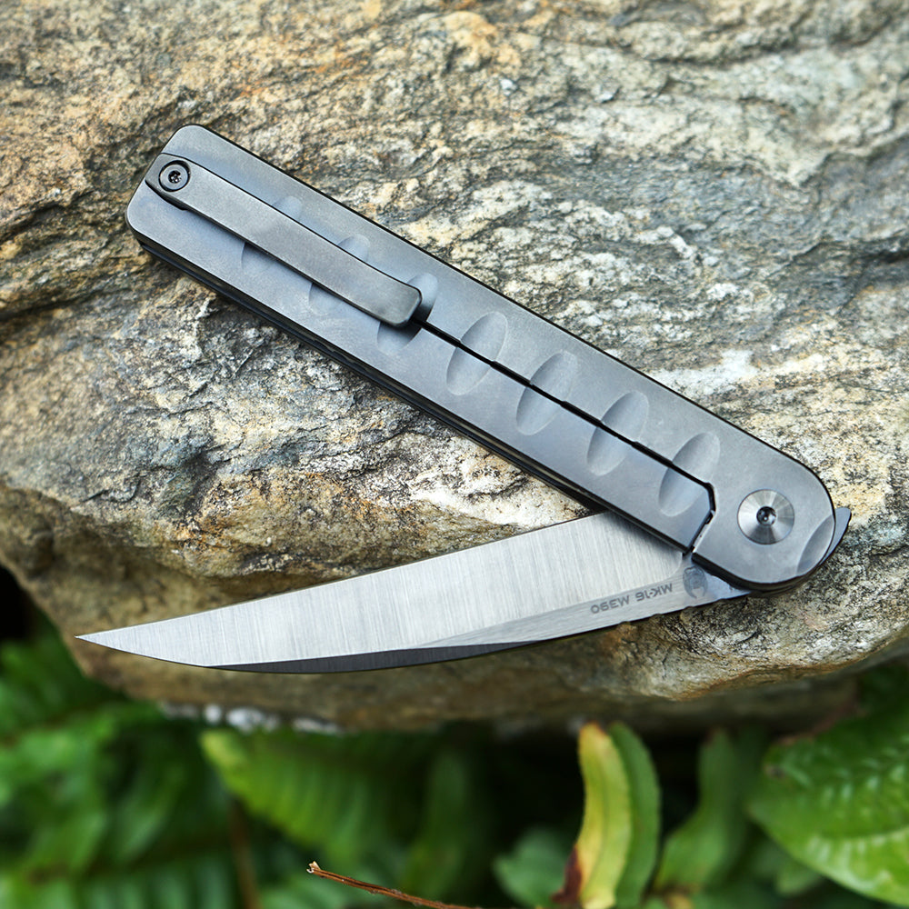 Pipefish MK-16(DLC) M390 Blade Tiguass Design Front Opening Wire Drawing+DLC