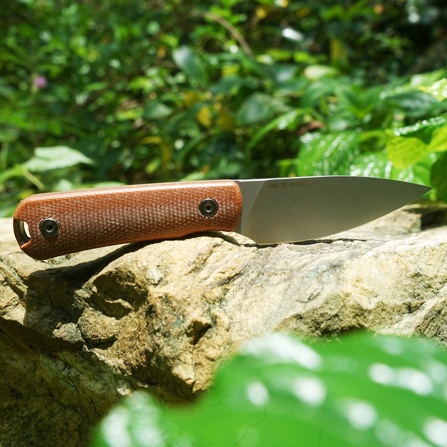 Mocenary MK-31 M390 Blade Small Fixed Blade Knife Brown Linen Handle Kydex Sheath